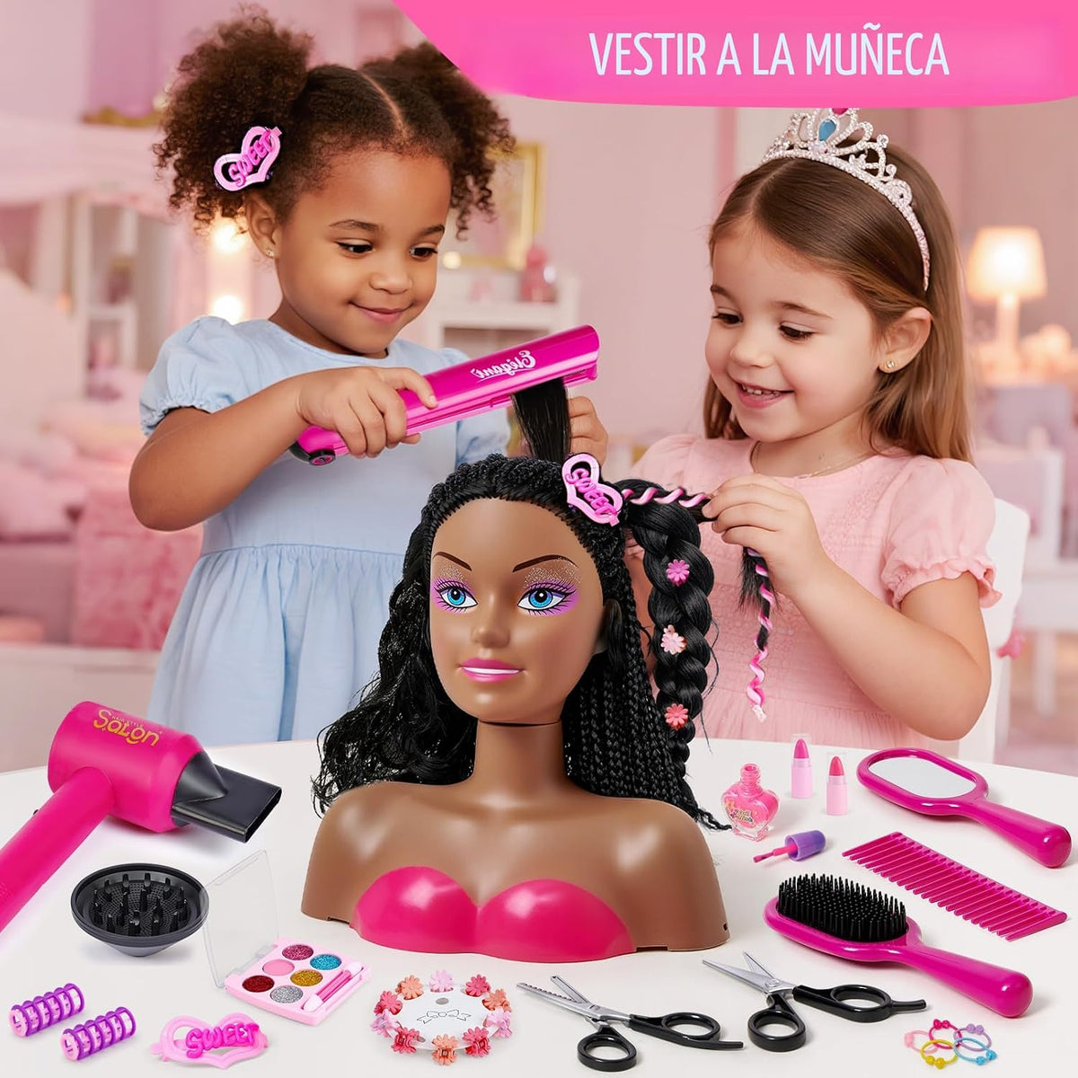 Cleboen Kit de Maquillaje y Peinado para Muñecas para Niñas, 35 Pie...