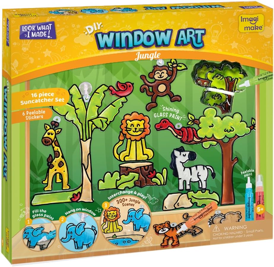 Imagimake Arte de ventana - Jungle, kit de atrapasoles de 16 piezas...