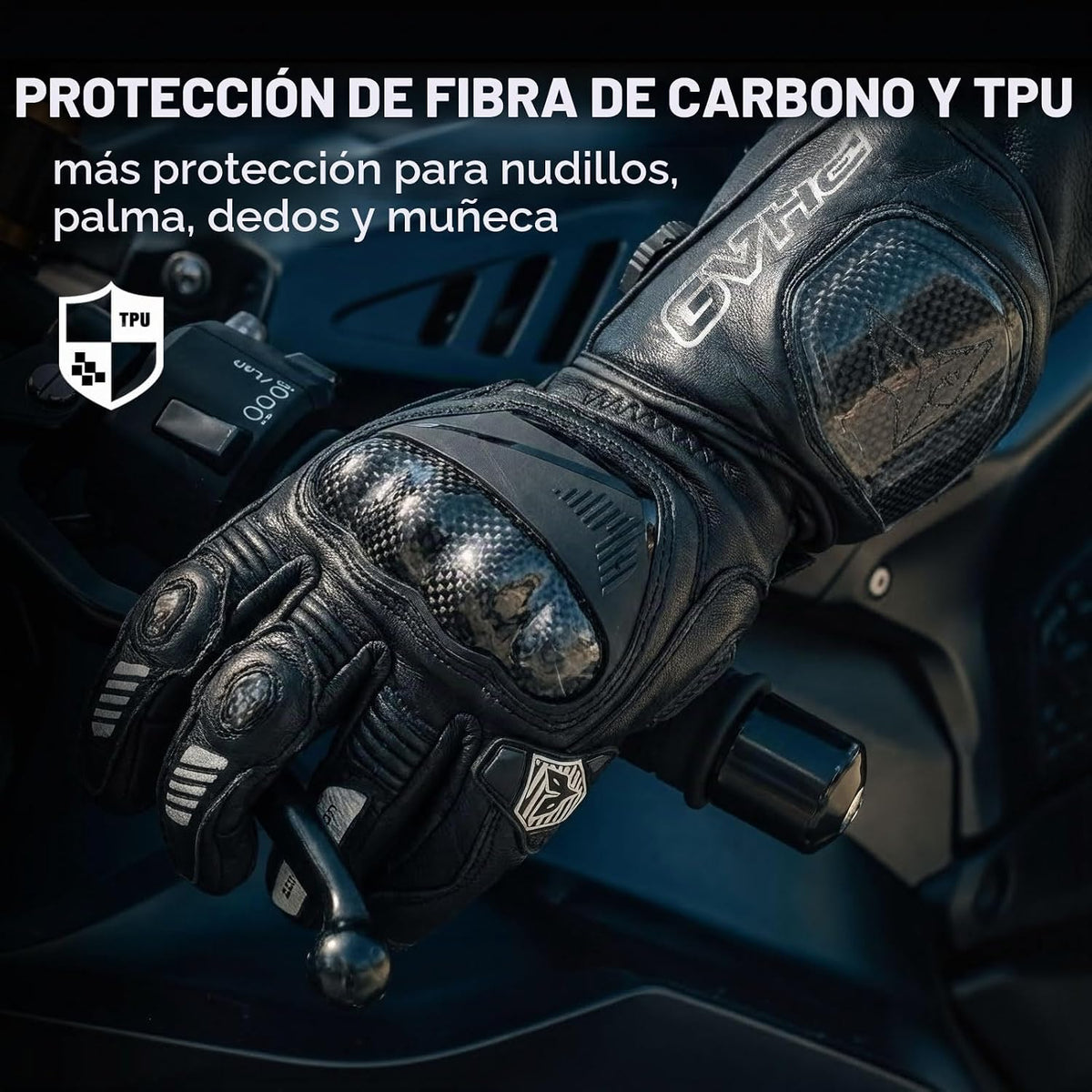 DUHAN Guantes de cuero para motocicleta para hombre/mujer, guantes...