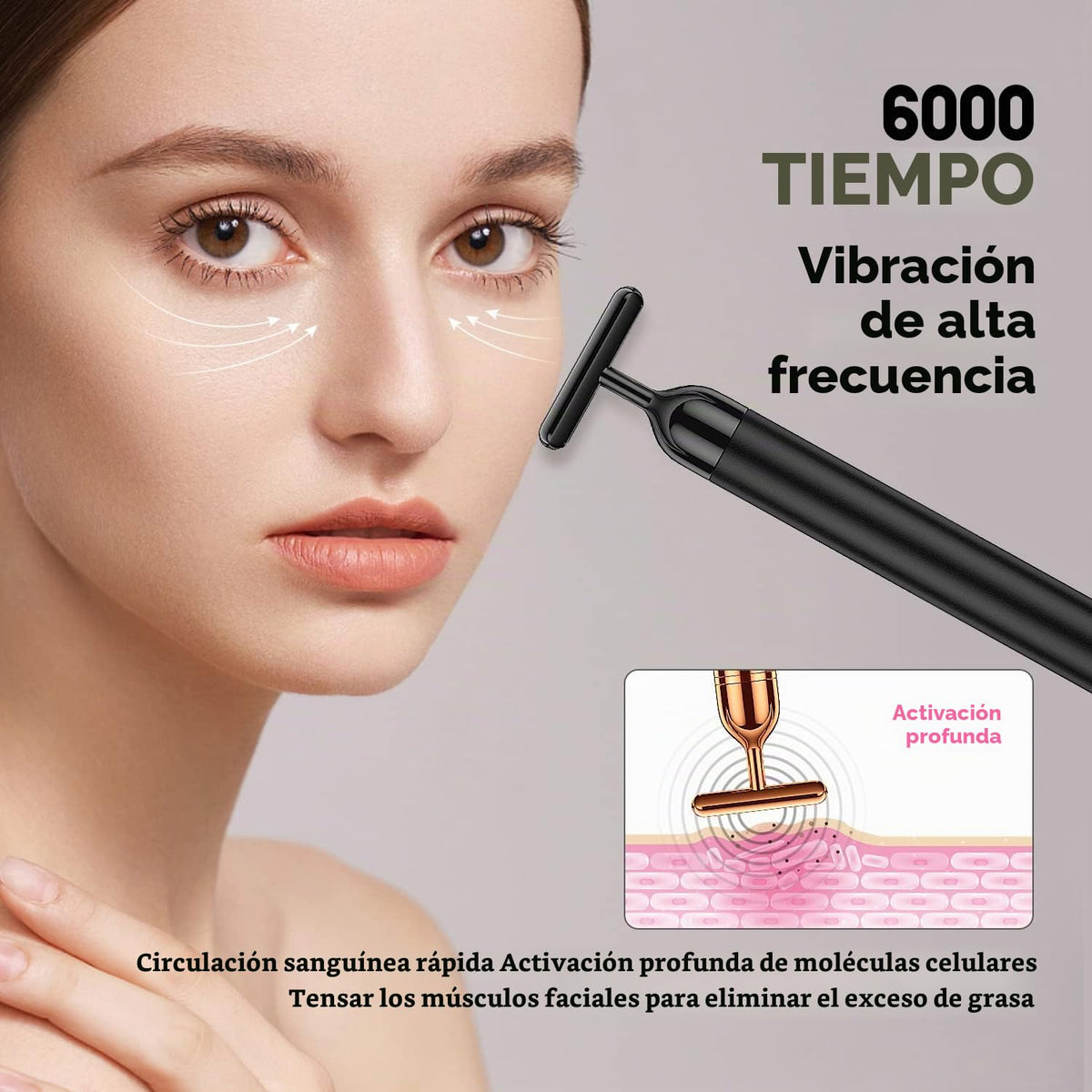 Masajeador facial eléctrico Beauty Bar 2 en 1, rodillo 3D y forma d...