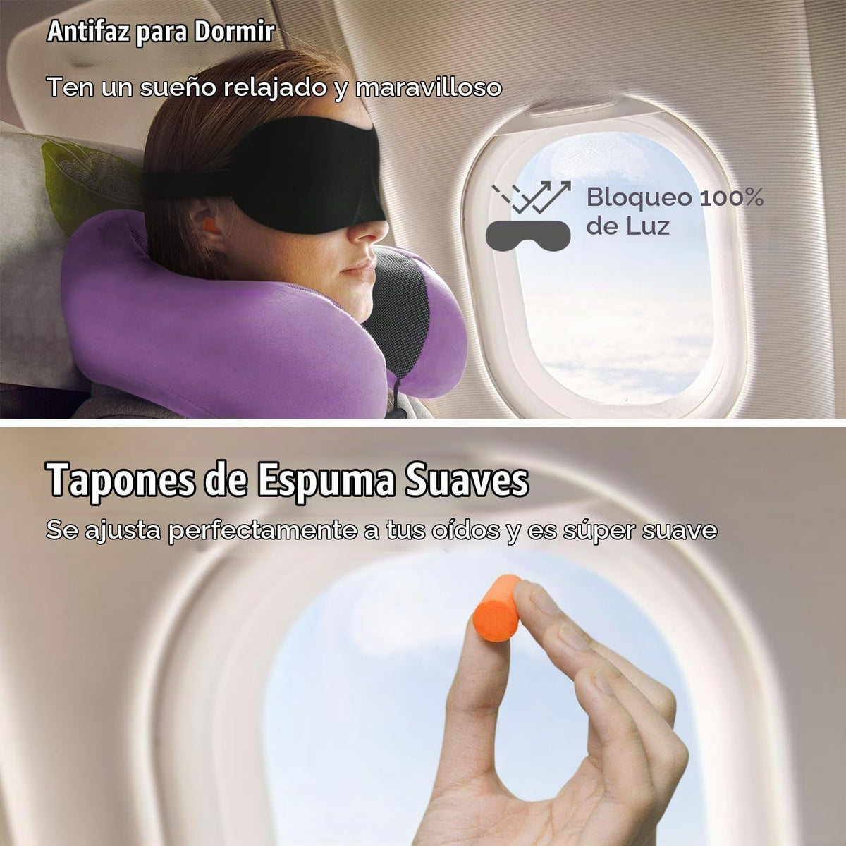 Elvodosia Almohada de viaje, almohada de cuello de espuma viscoelás...