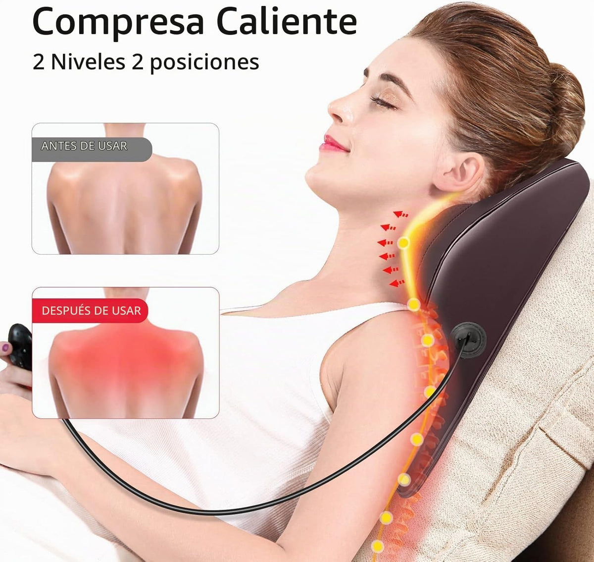 Boriwat Masajeador de espalda con calor, masajeadores para cuello y...