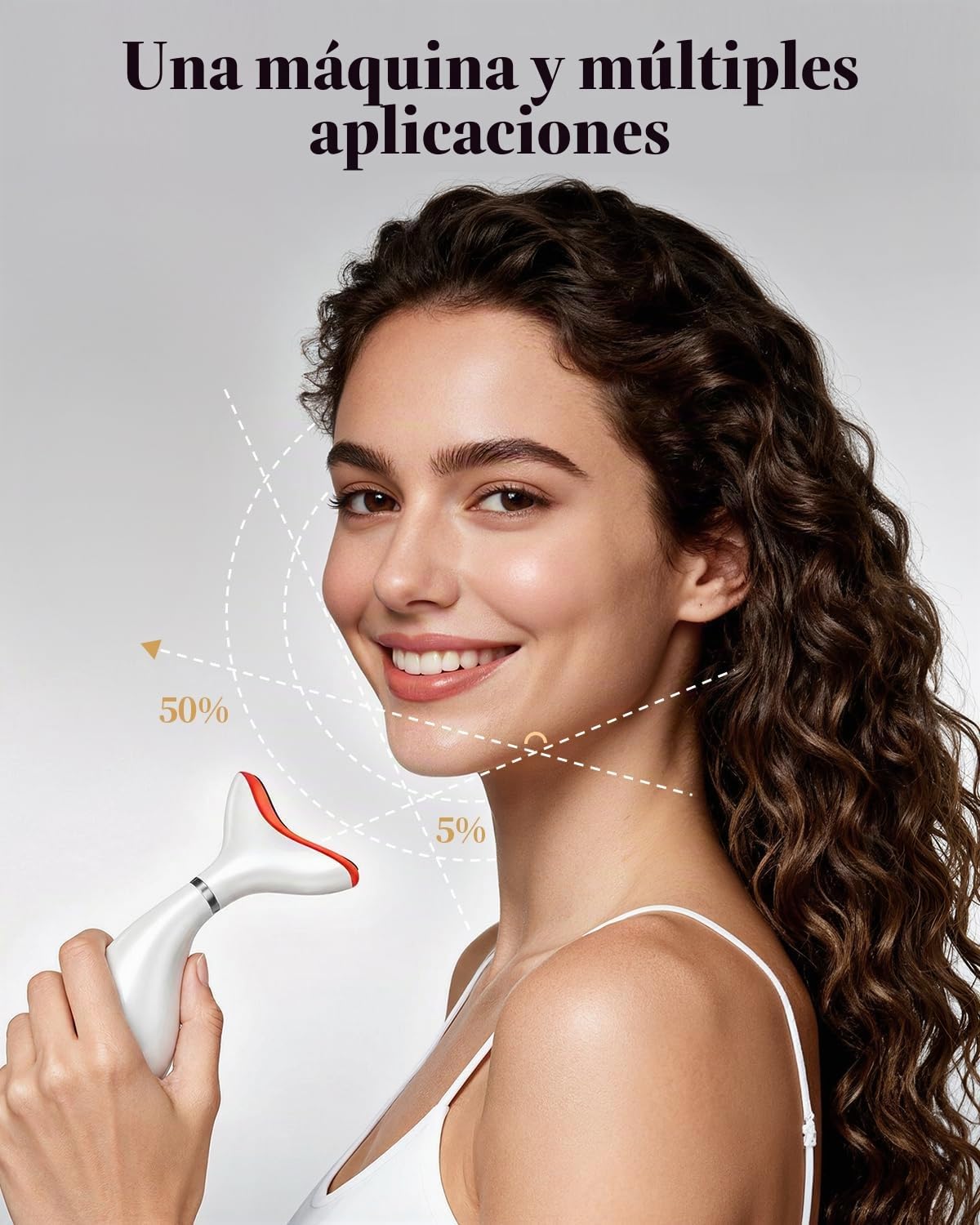 VTAZIY Masajeador facial 4 en 1, terapia de luz roja LED de 9 color...