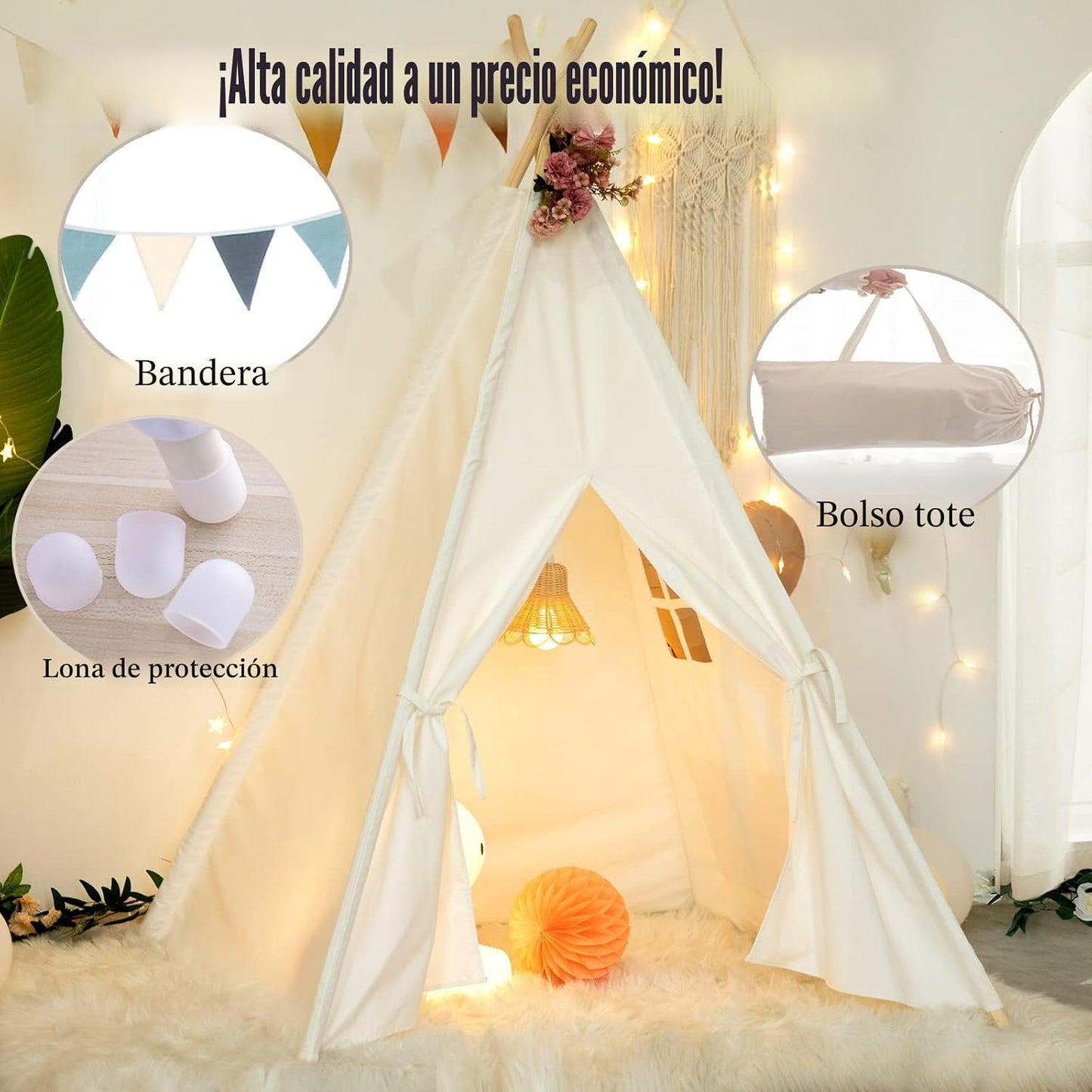 RongFa Tienda de campaña tipi para niños, tienda de campaña portáti...