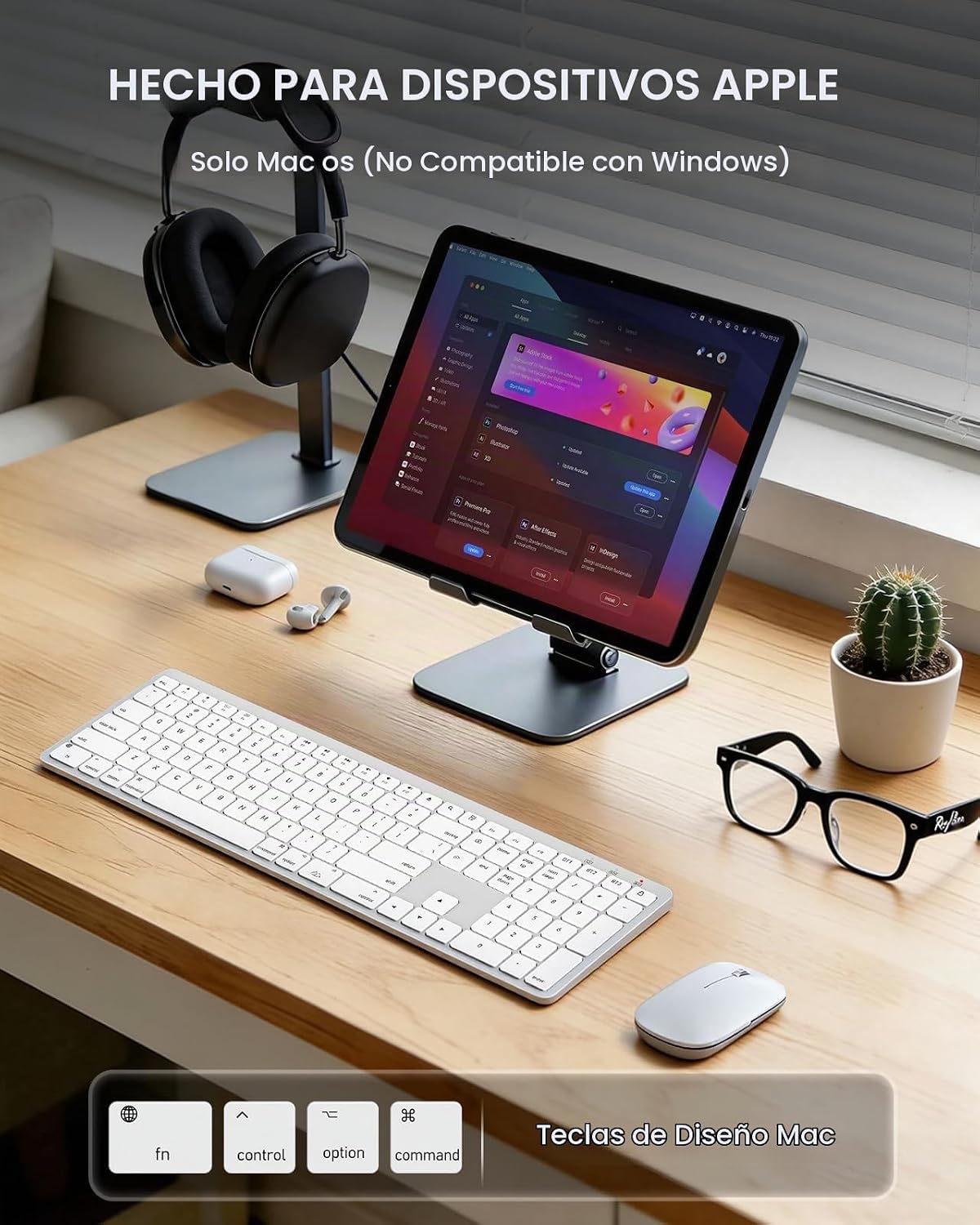 SABLUTE Teclado y mouse Bluetooth para Mac: retroiluminación de 7 c...
