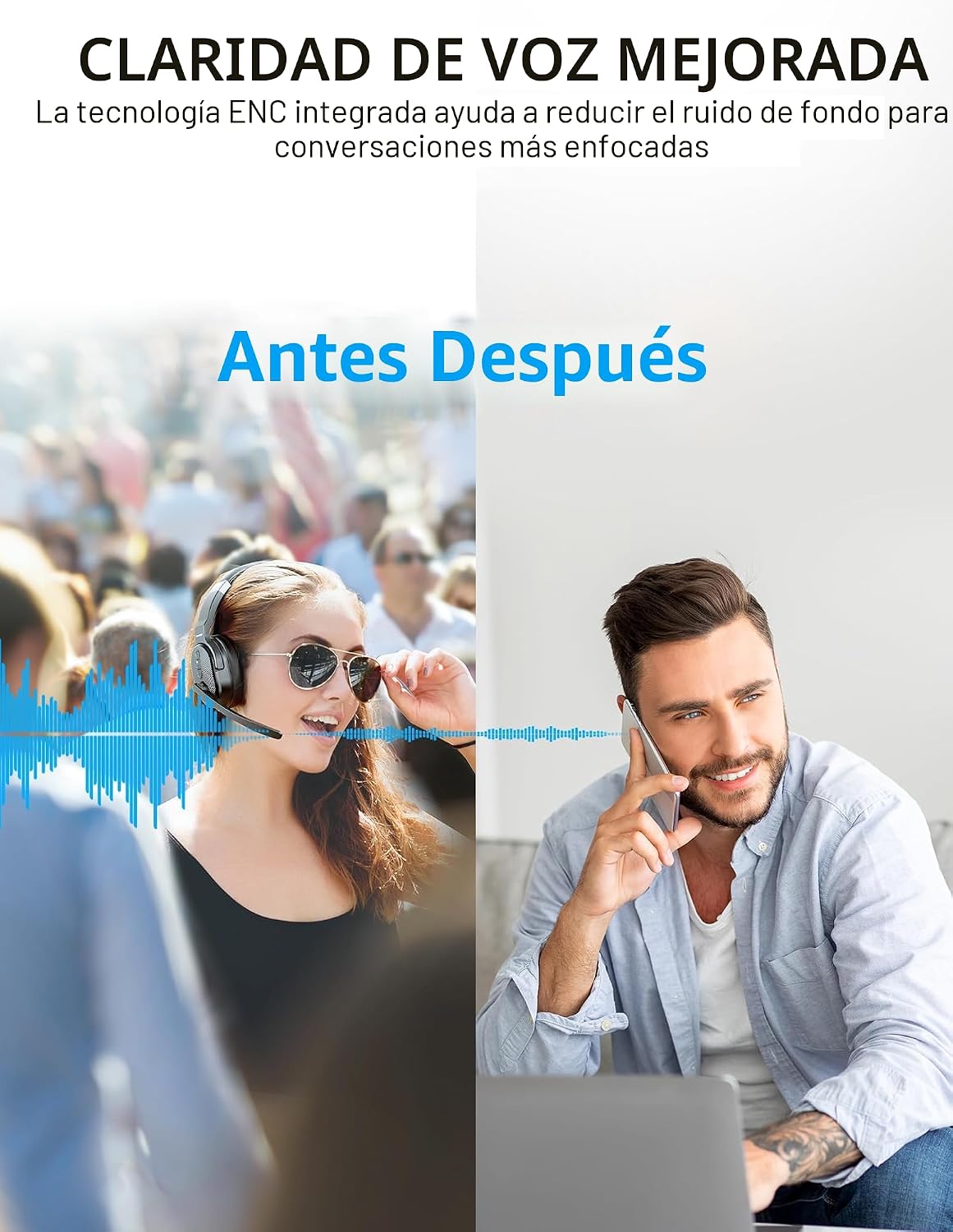 TECKNET Auriculares Bluetooth para Camioneros, Auriculares Inalámbr...