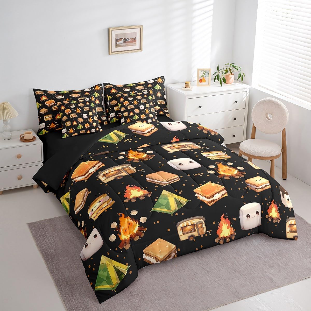 Erosebridal Juego de ropa de cama de 7 piezas para niños, ropa de c...