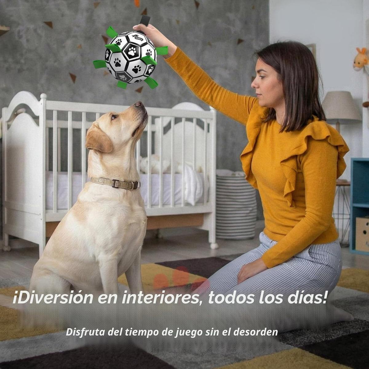 QDAN Juguetes grandes para perros, pelota de fútbol para perros con...