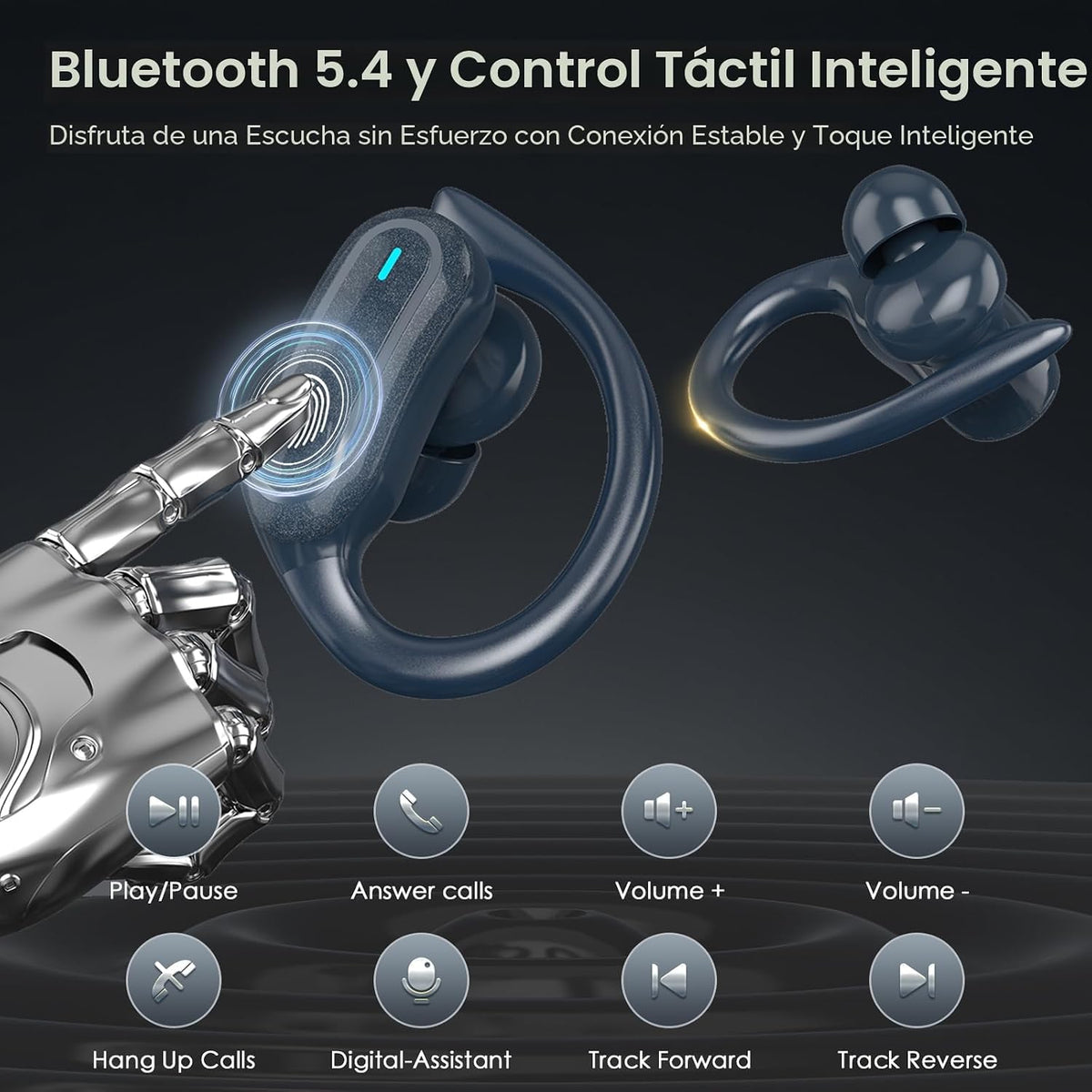 TRAUSI Auriculares inalámbricos Bluetooth, auriculares estéreo de 5...