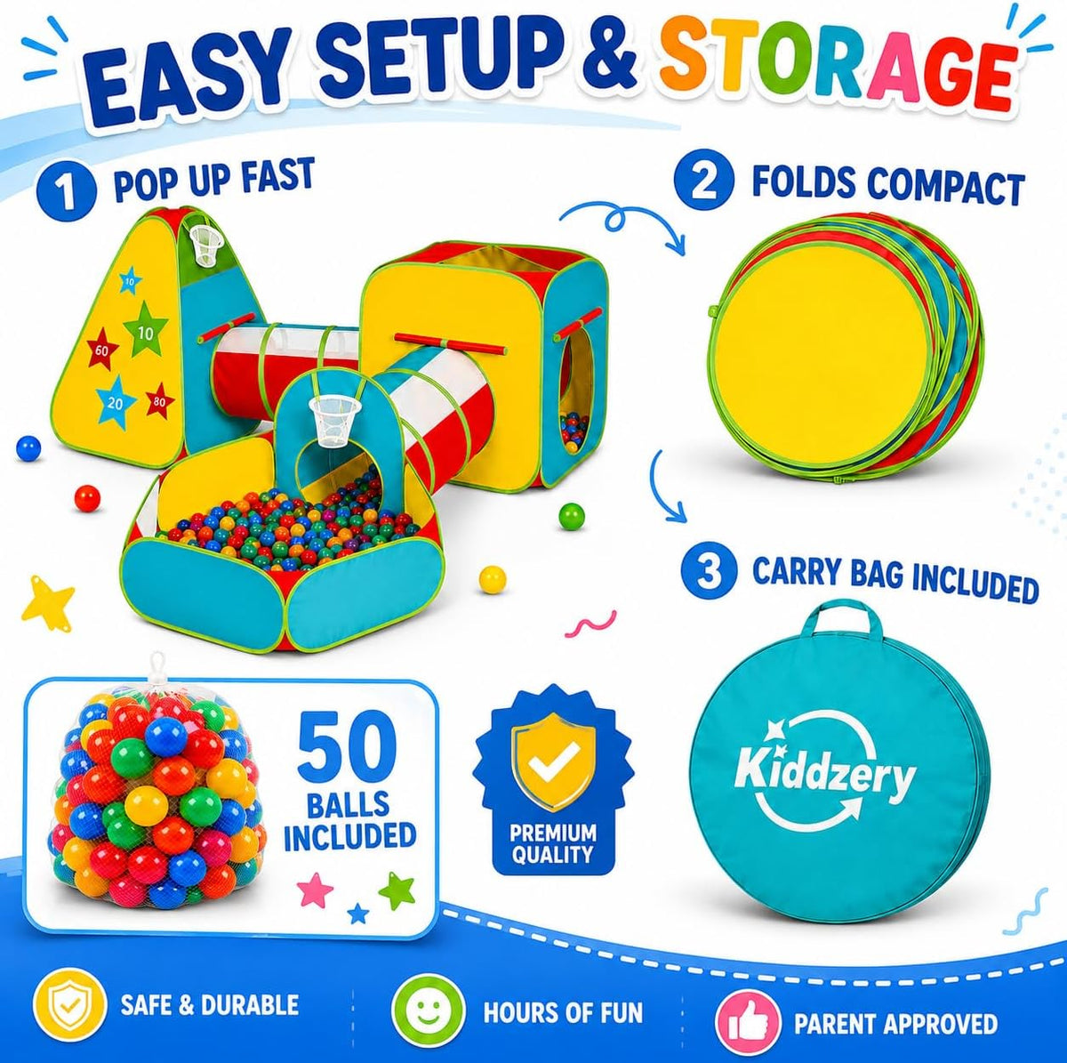 Tienda de juego de 5 piezas para niños pequeños con piscina de pelo...