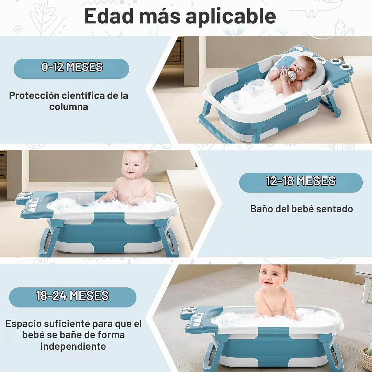 Bañera plegable para bebé recién nacido, bañera plegable para bebé...