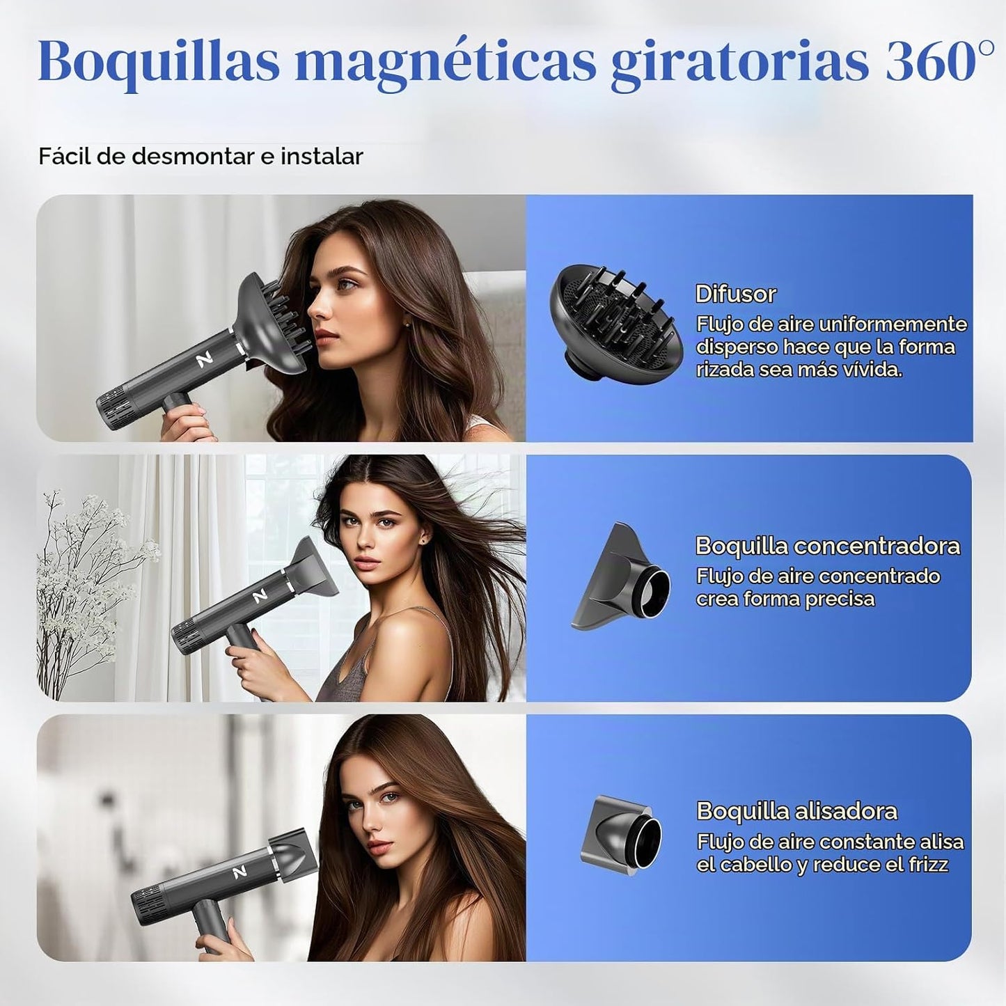 Natrial Ionic - Secador de pelo profesional con difusor para cabell...