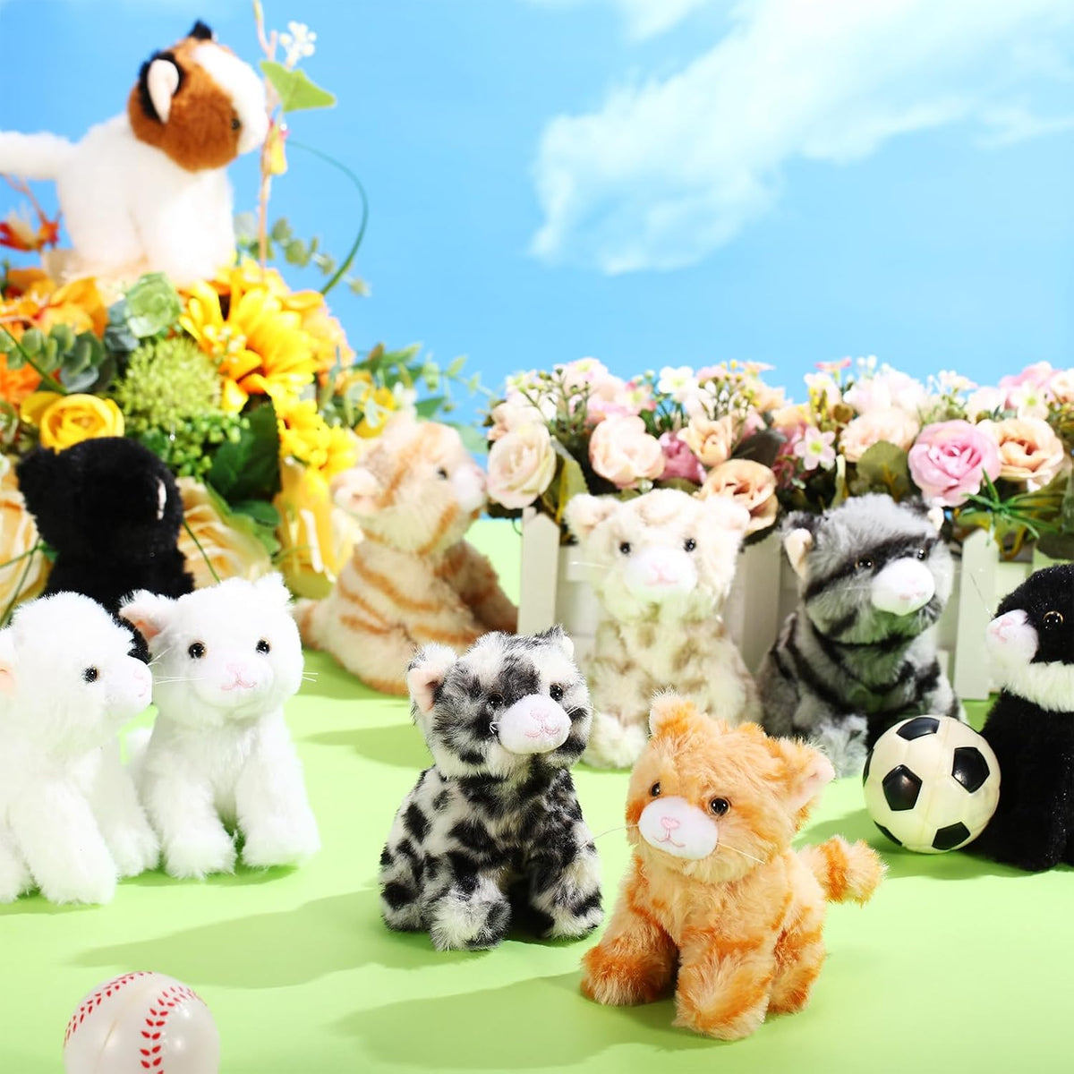 Lenwen 10 piezas de animales de peluche de gato a granel suave gati...