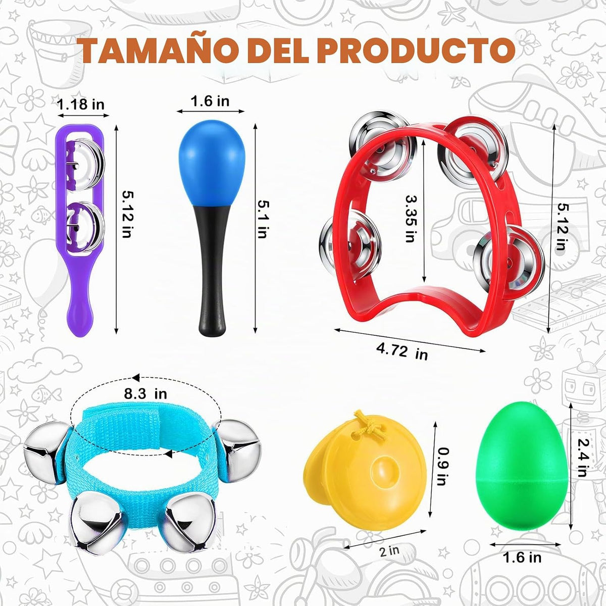 Silipull Juego de 36 piezas de instrumentos musicales Shaker para n...
