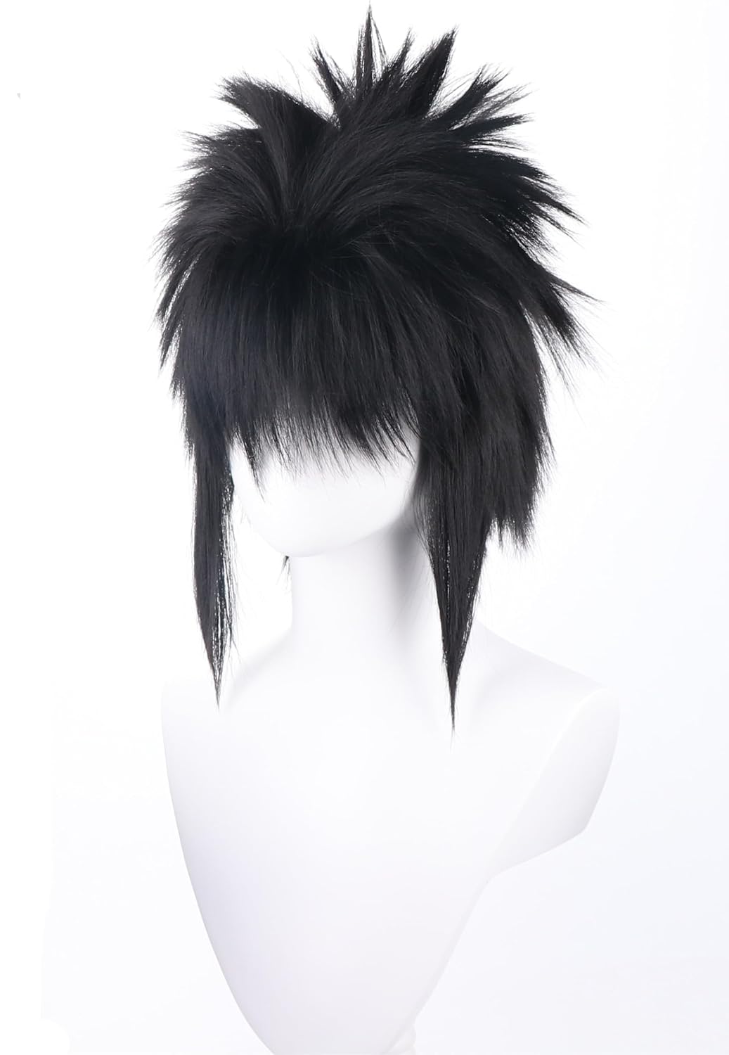 COSPLAZA Peluca de disfraz de anime con puntas cortas negras con fl...
