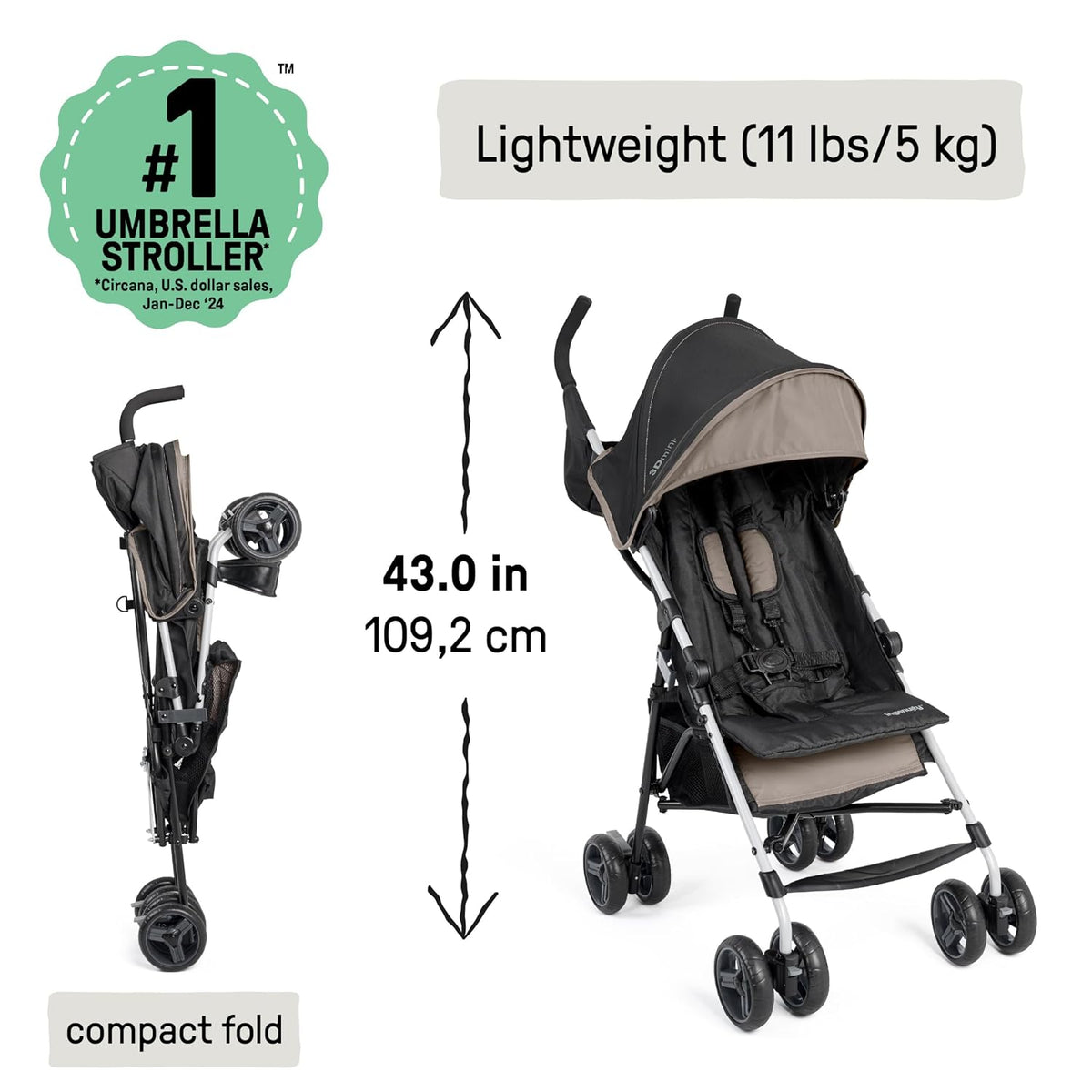 Ingenuity Mini cochecito 3D de conveniencia \u2013 Cochecito ligero...