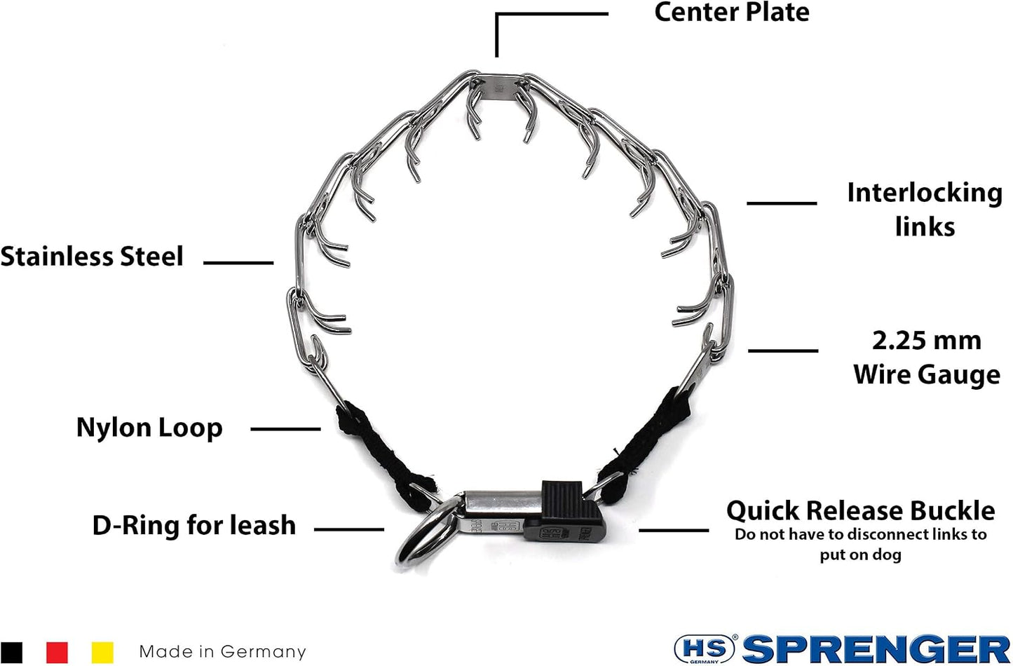 Herm Sprenger Collar de entrenamiento para perros de acero inoxidab...