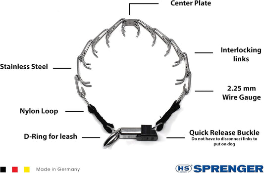 Herm Sprenger Collar de entrenamiento para perros de acero inoxidab...