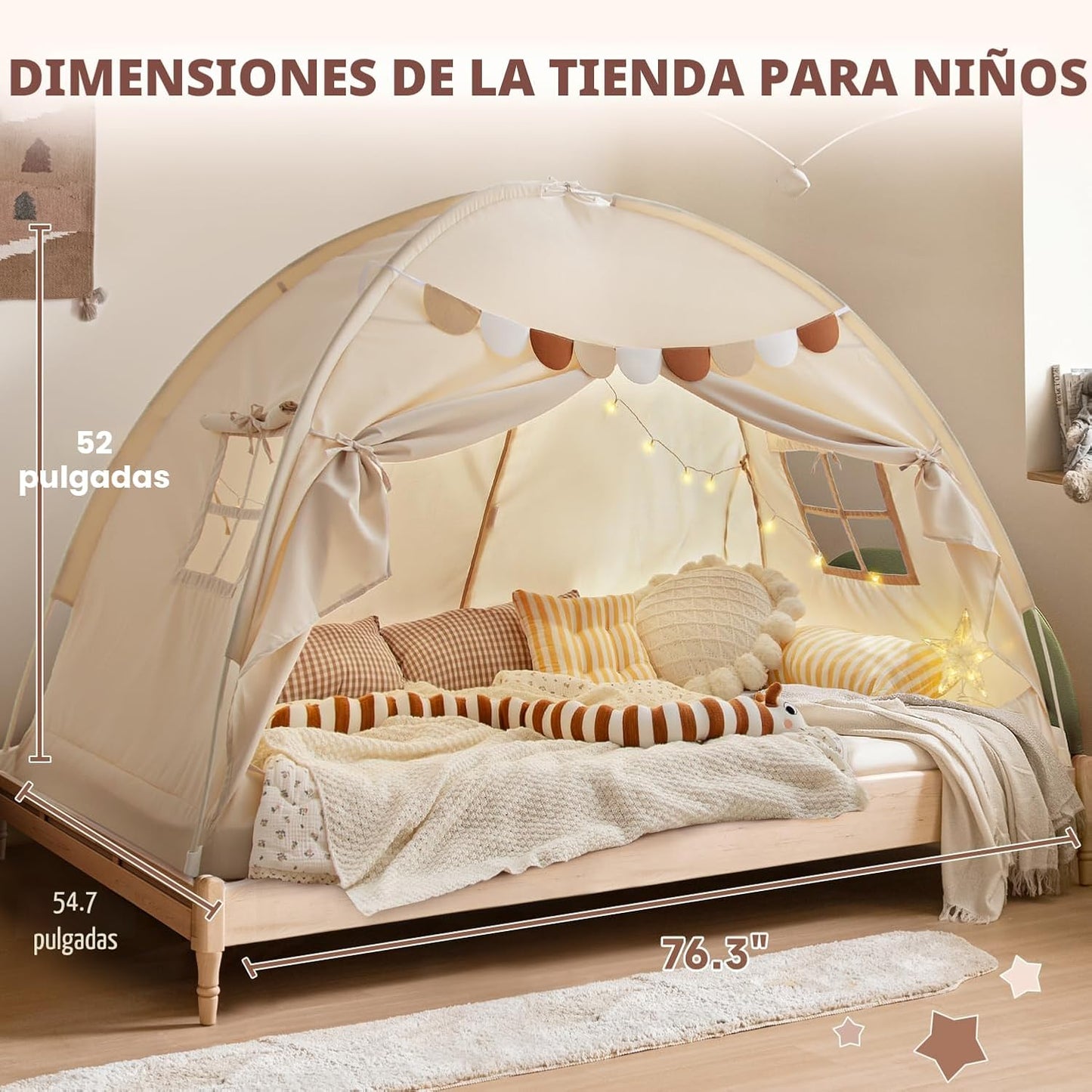 Toldo de cama de tamaño completo, litera para niños, tienda de camp...