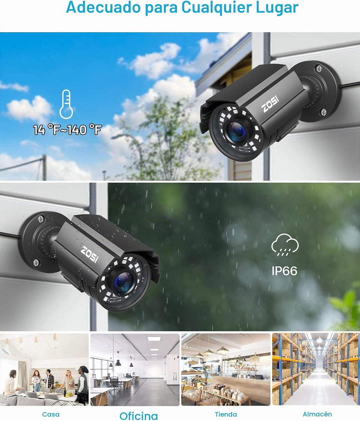 ZOSI Sistema de cámara de seguridad CCTV 1080P HD TVI para el hogar...
