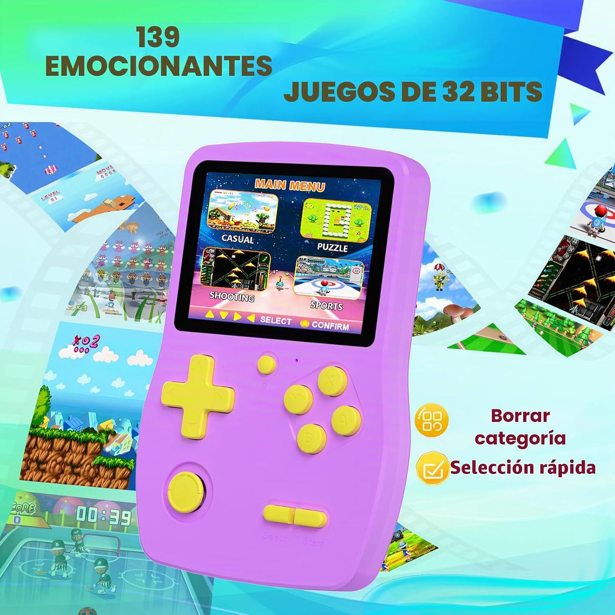 32 juegos de mano para niños precargados 139 videojuegos retro, mor...