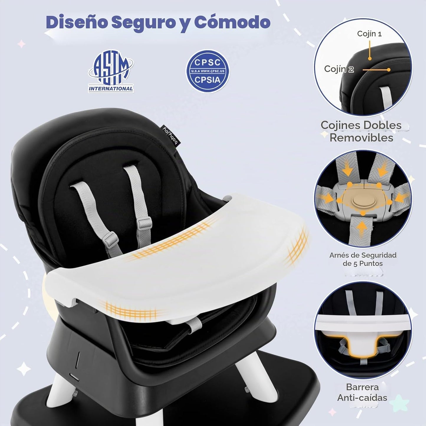 HONEY JOY Silla alta 8 en 1 para bebé, silla alta convertible para...