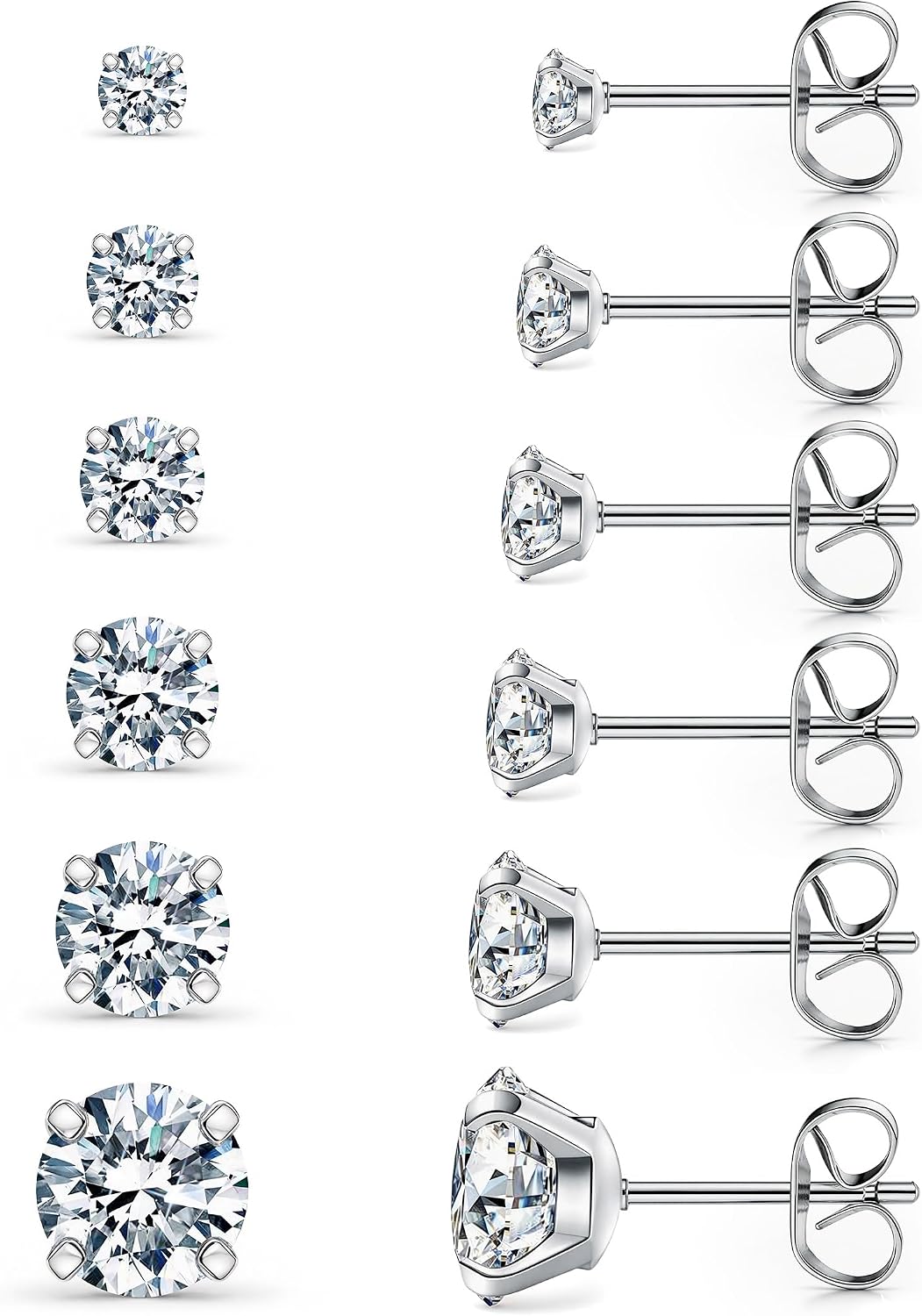 Juego de 6 pares de aretes, aretes hipoalergénicos de circonita cúb...
