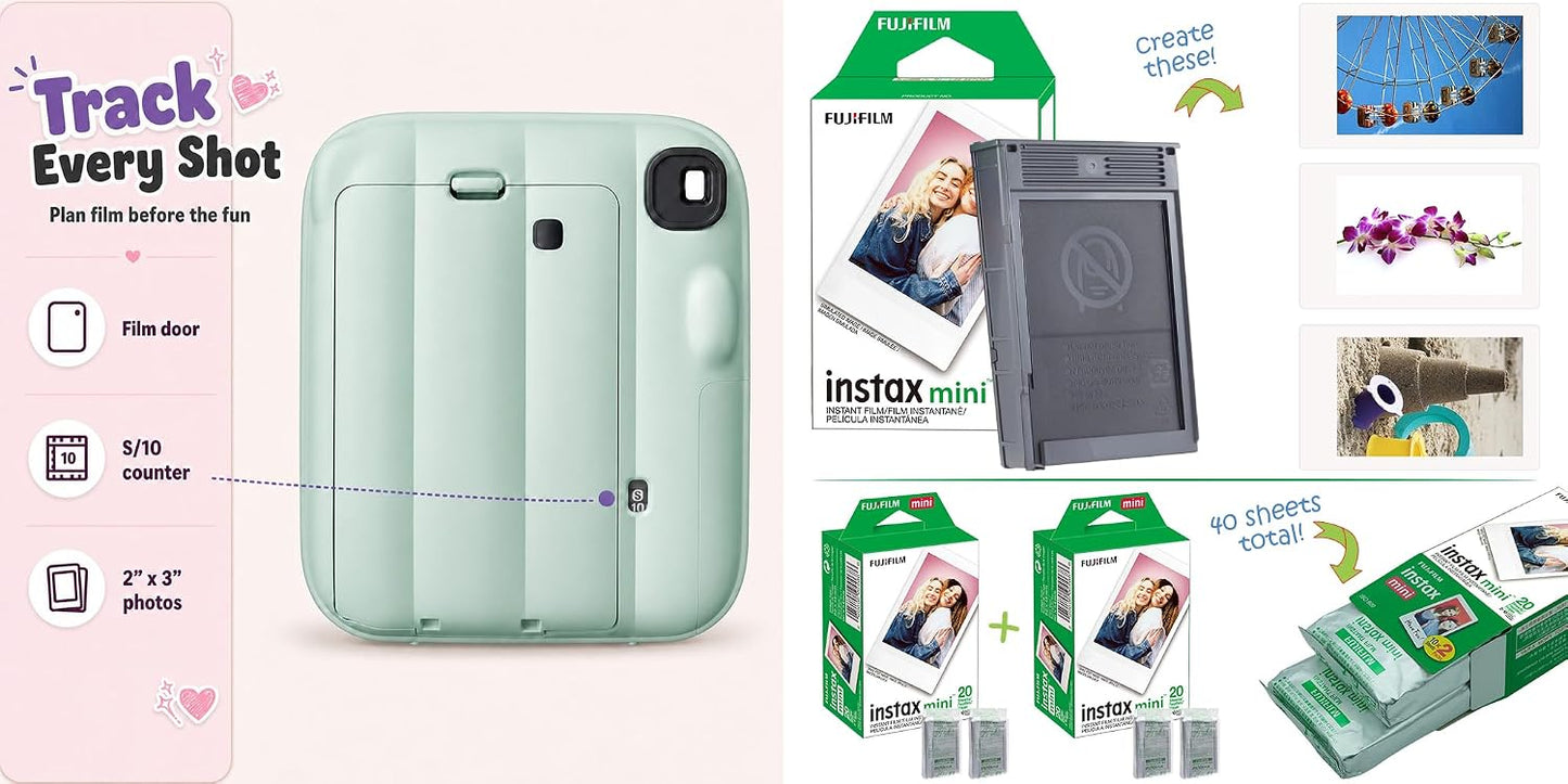 Fujifilm Instax Mini 13 - Cámara instantánea color verde laguna + p...