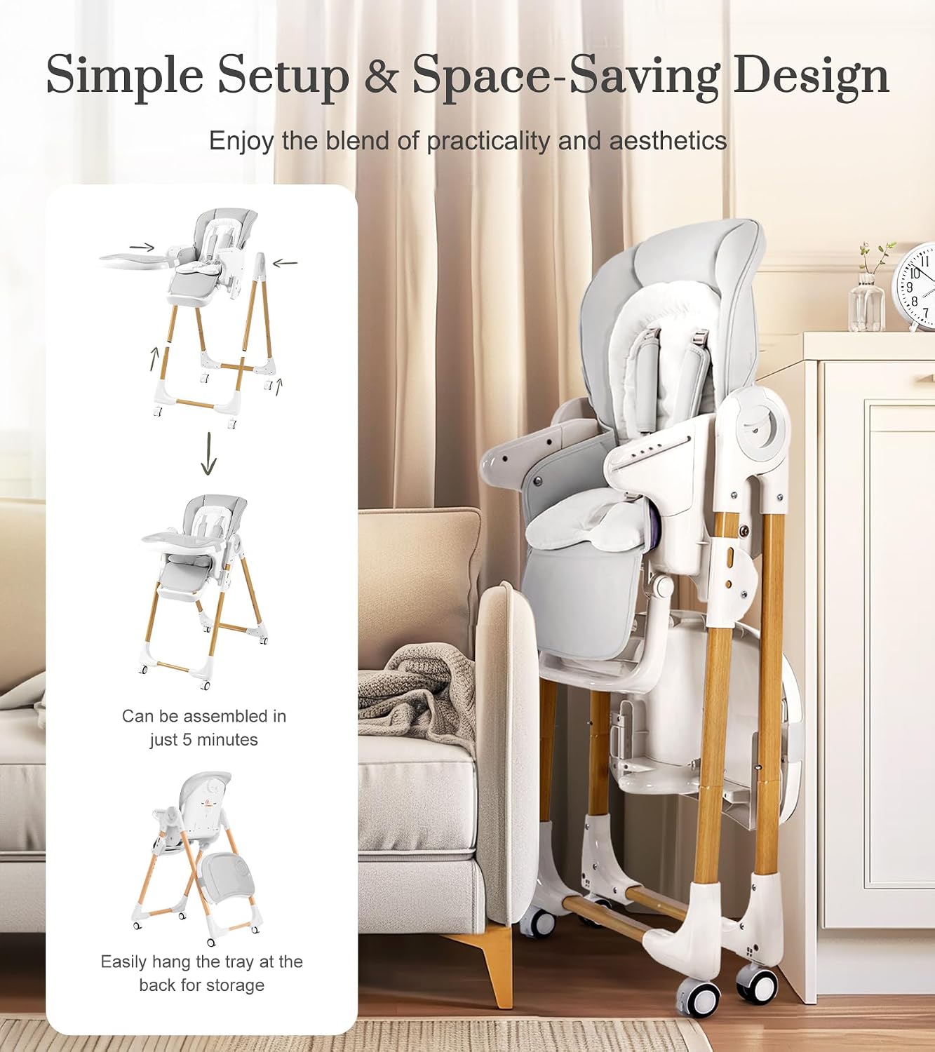Mallify Sillas altas convertibles para bebés y niños pequeños, sill...
