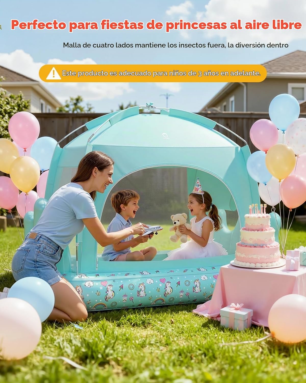 QPAU Colchón de aire para niños con tienda de campaña y bomba rápid...