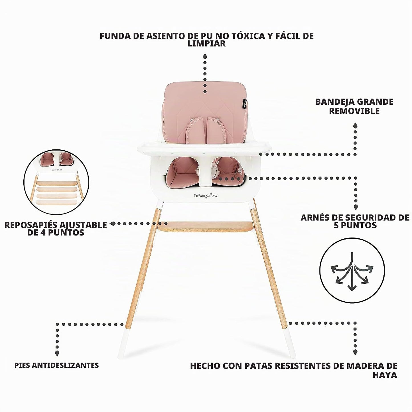 Dream On Me Nibble Trona de madera 2 en 1 | Silla de alimentación c...
