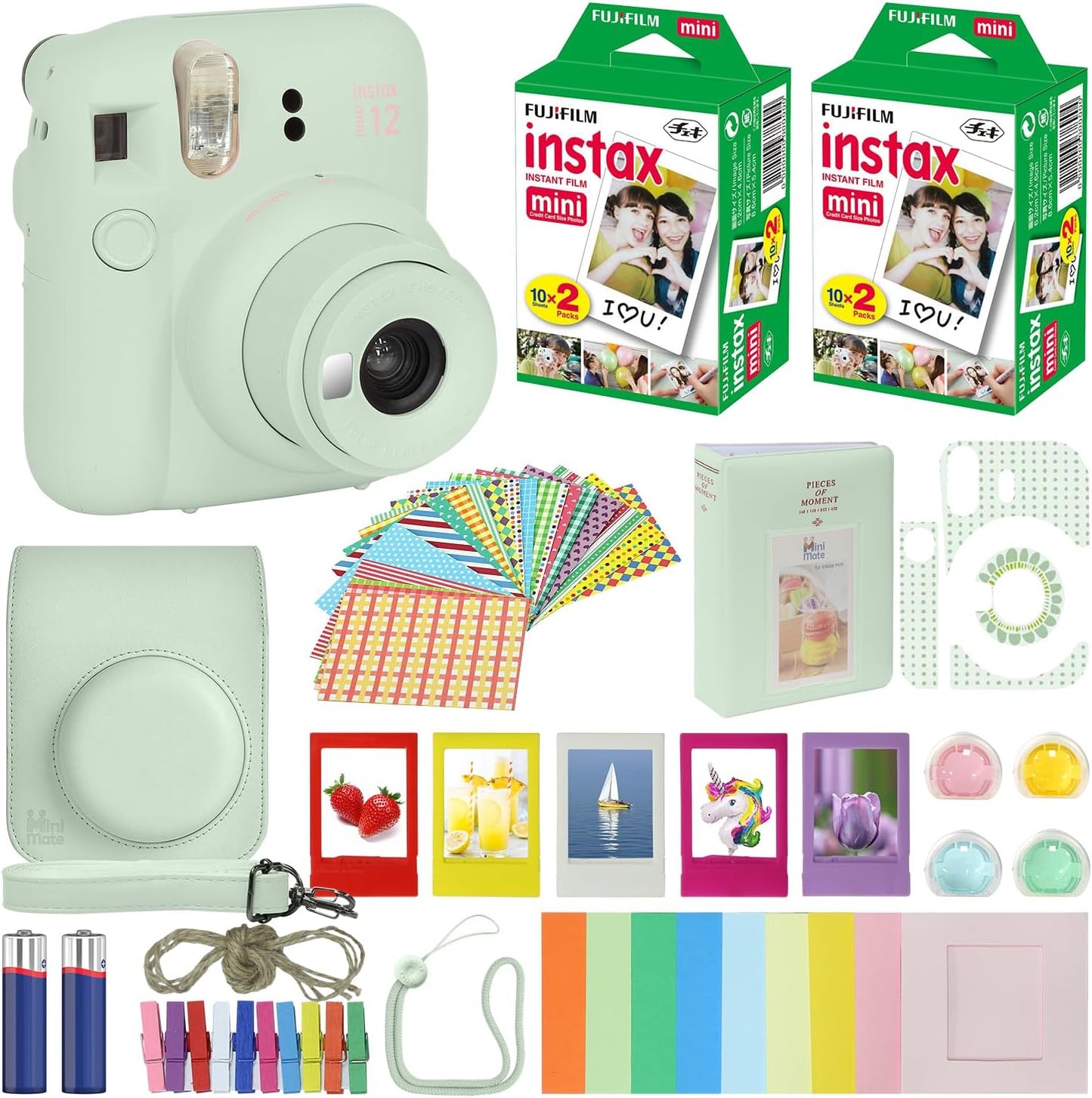 Cámara instantánea Fujifilm Instax Mini 12 color verde menta + estu...