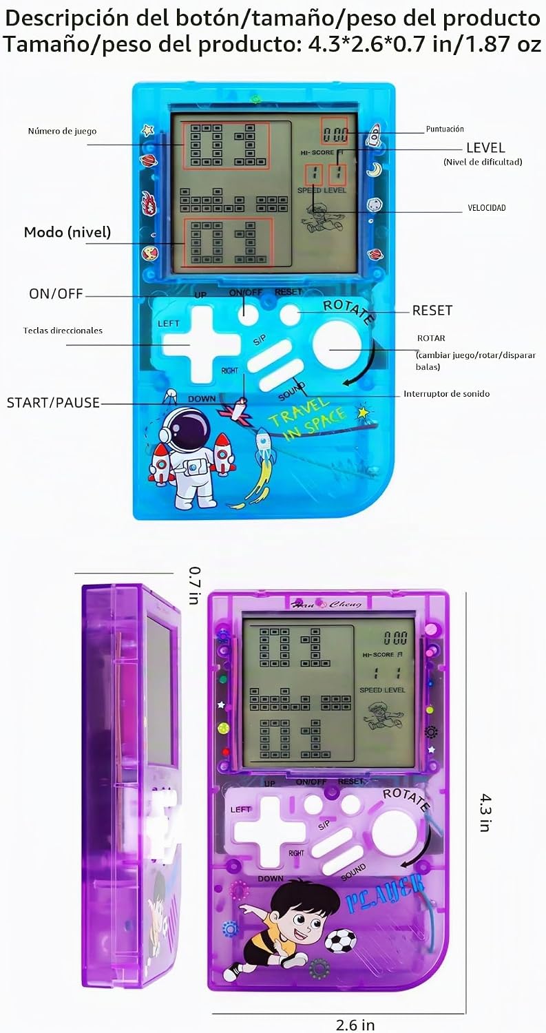 LZYCH Consola de juegos de ladrillo para niños, cuerpo transparente...