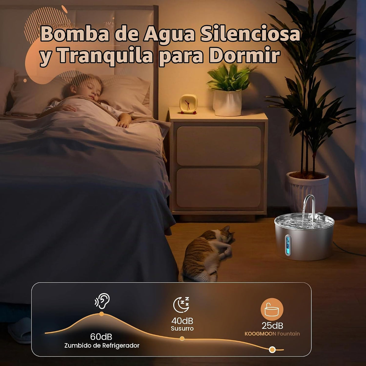 Fuente de agua para gatos de acero inoxidable: fuente de gato de 10...