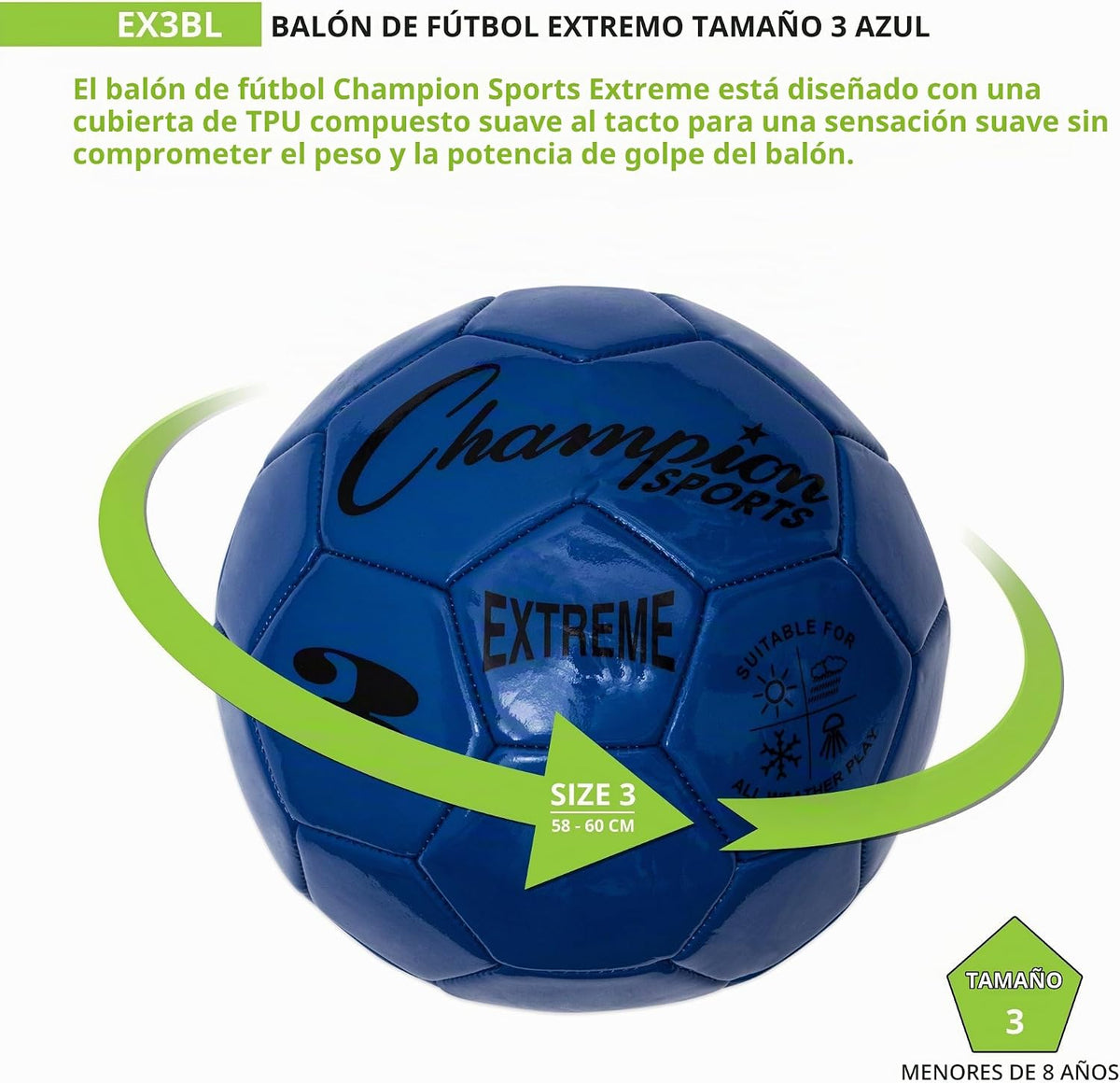 Champion Sports Extreme Series - Balón de fútbol \u2013 Tamaños 3,...