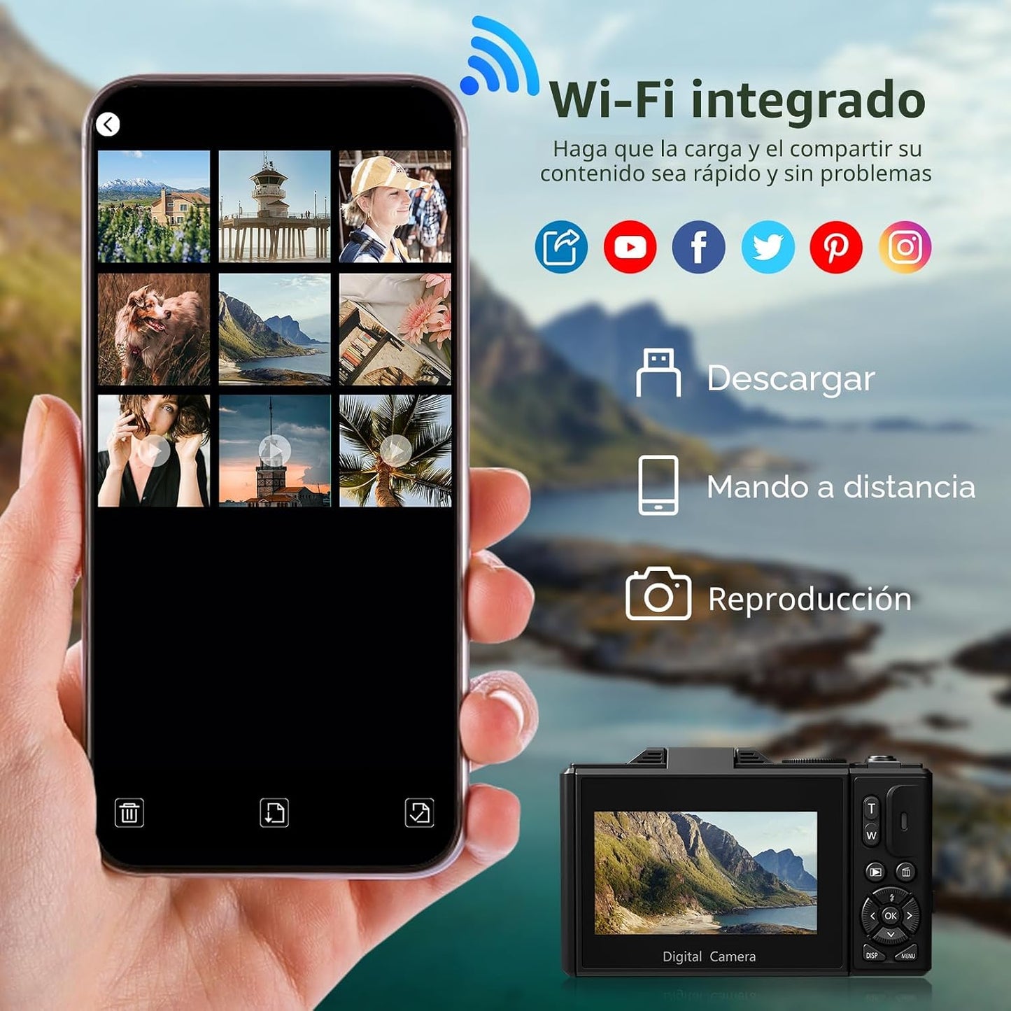 Cámara digital 4K para fotografía, cámara de vlogging de 64 MP con...