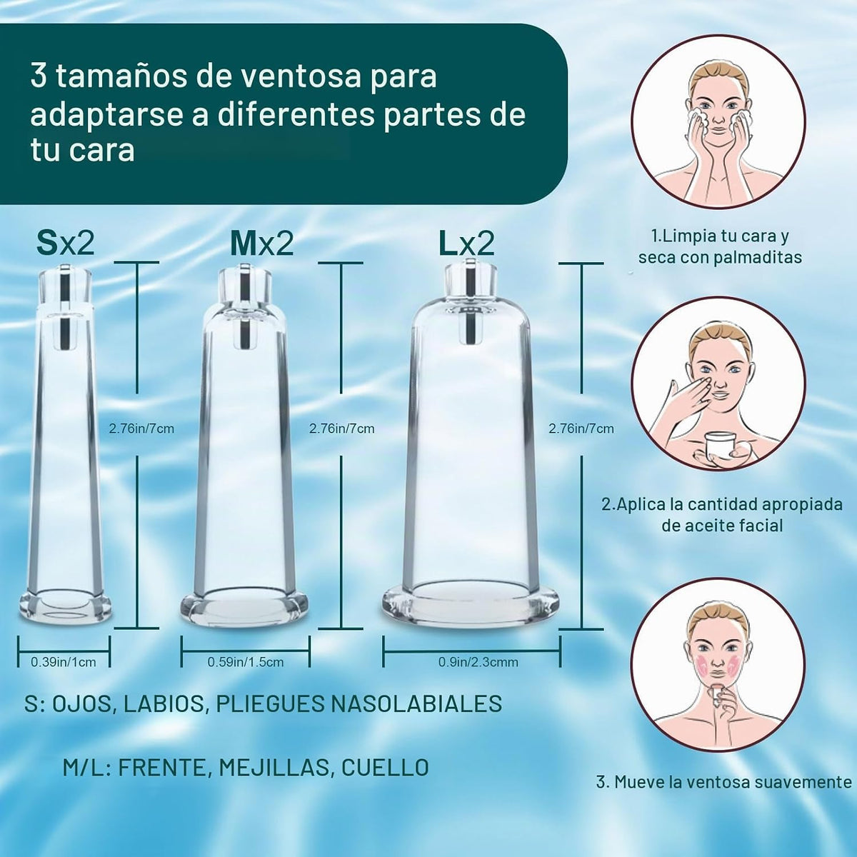 Juego de ventosas faciales eléctricas para cara con doble taza y us...