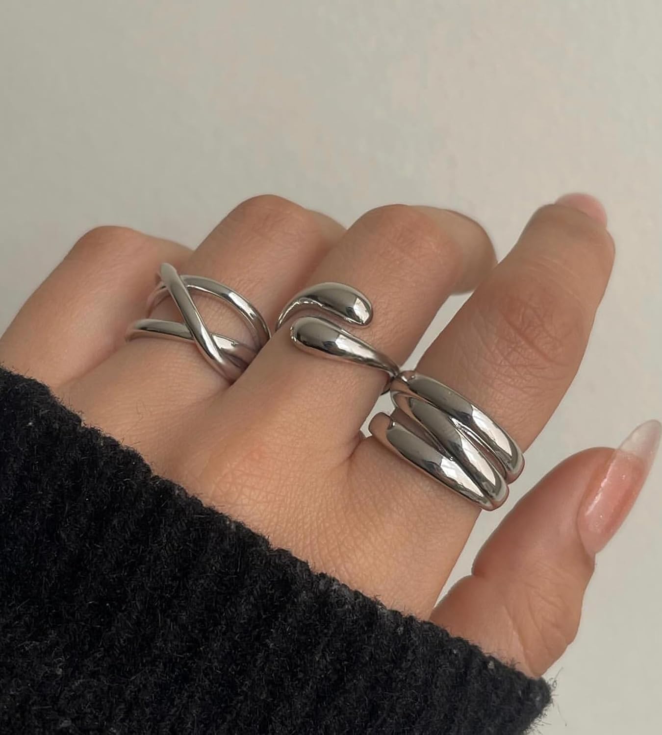 YEEZII Anillos Gruesos de Oro para Mujer Sin Deslustre, Anillo de P...