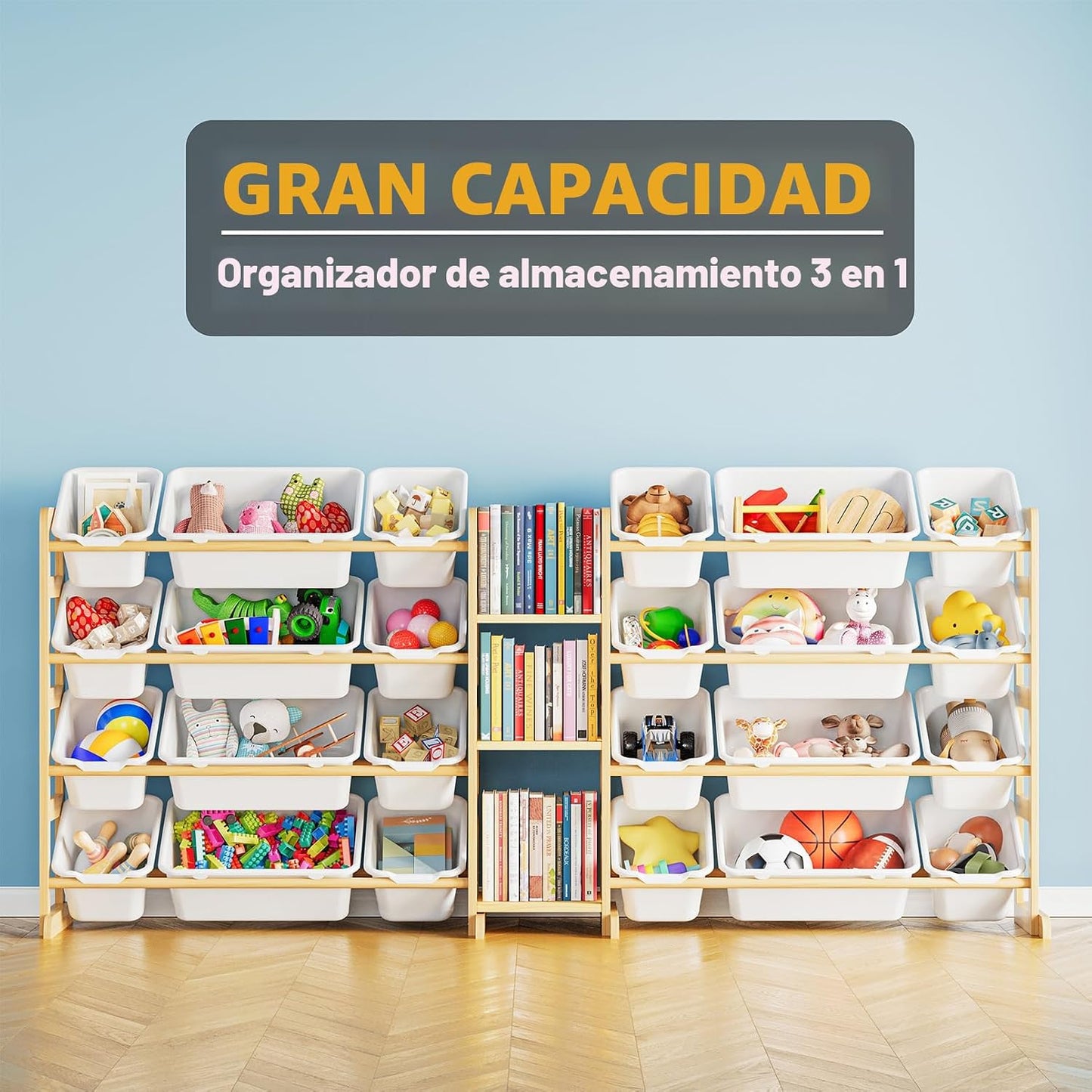 SpaceAid Organizador grande de almacenamiento de juguetes con 24 co...