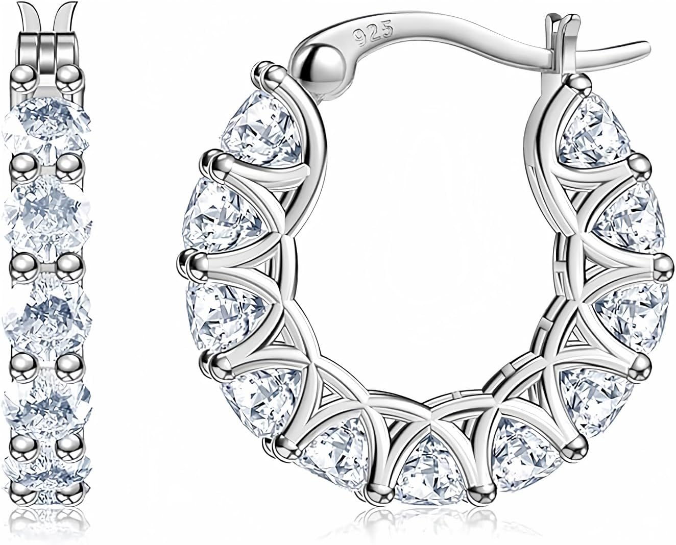 Aretes de aro de plata esterlina con circonita cúbica y aretes de o...