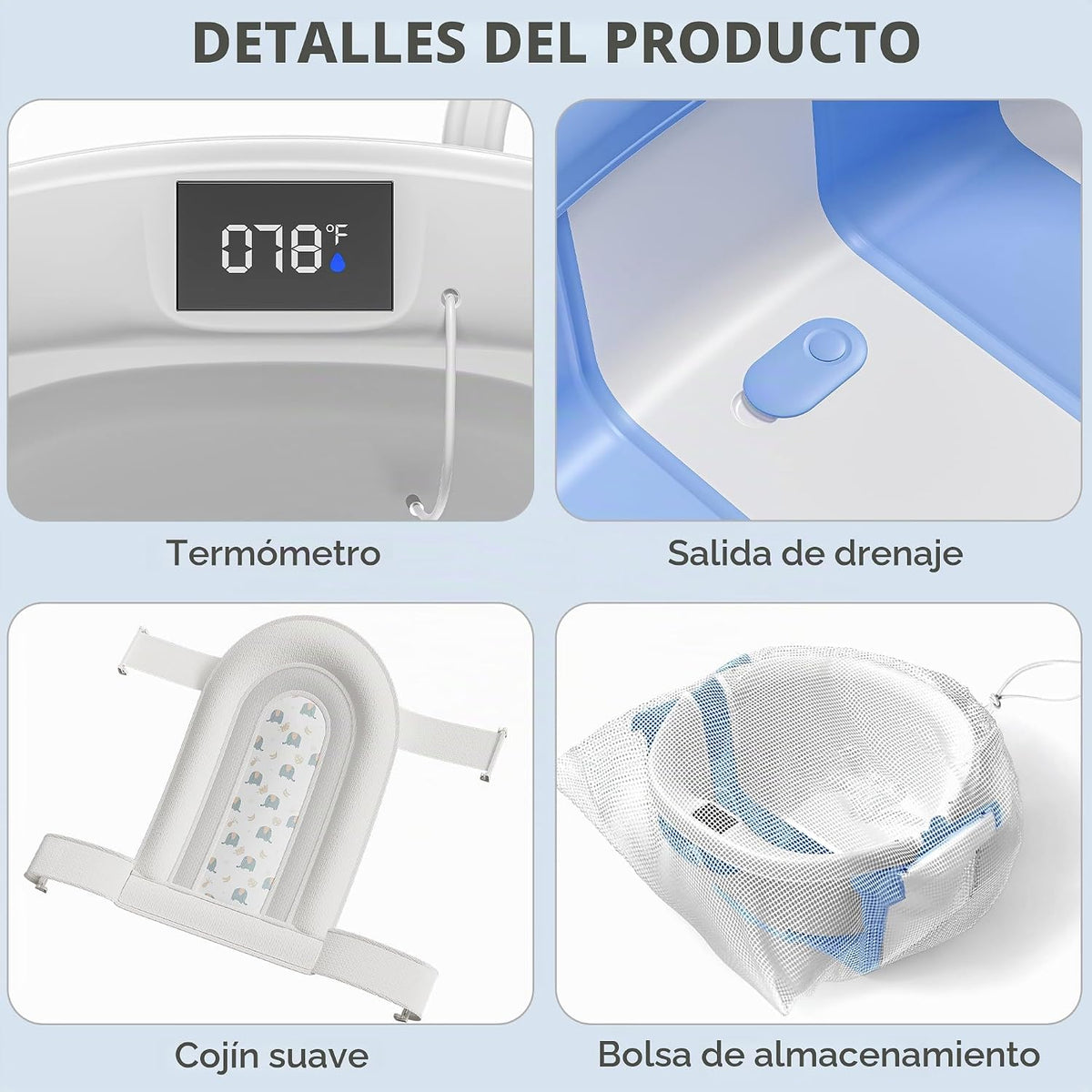 Bañera plegable para recién nacidos a niños pequeños de 0 a 36 mese...
