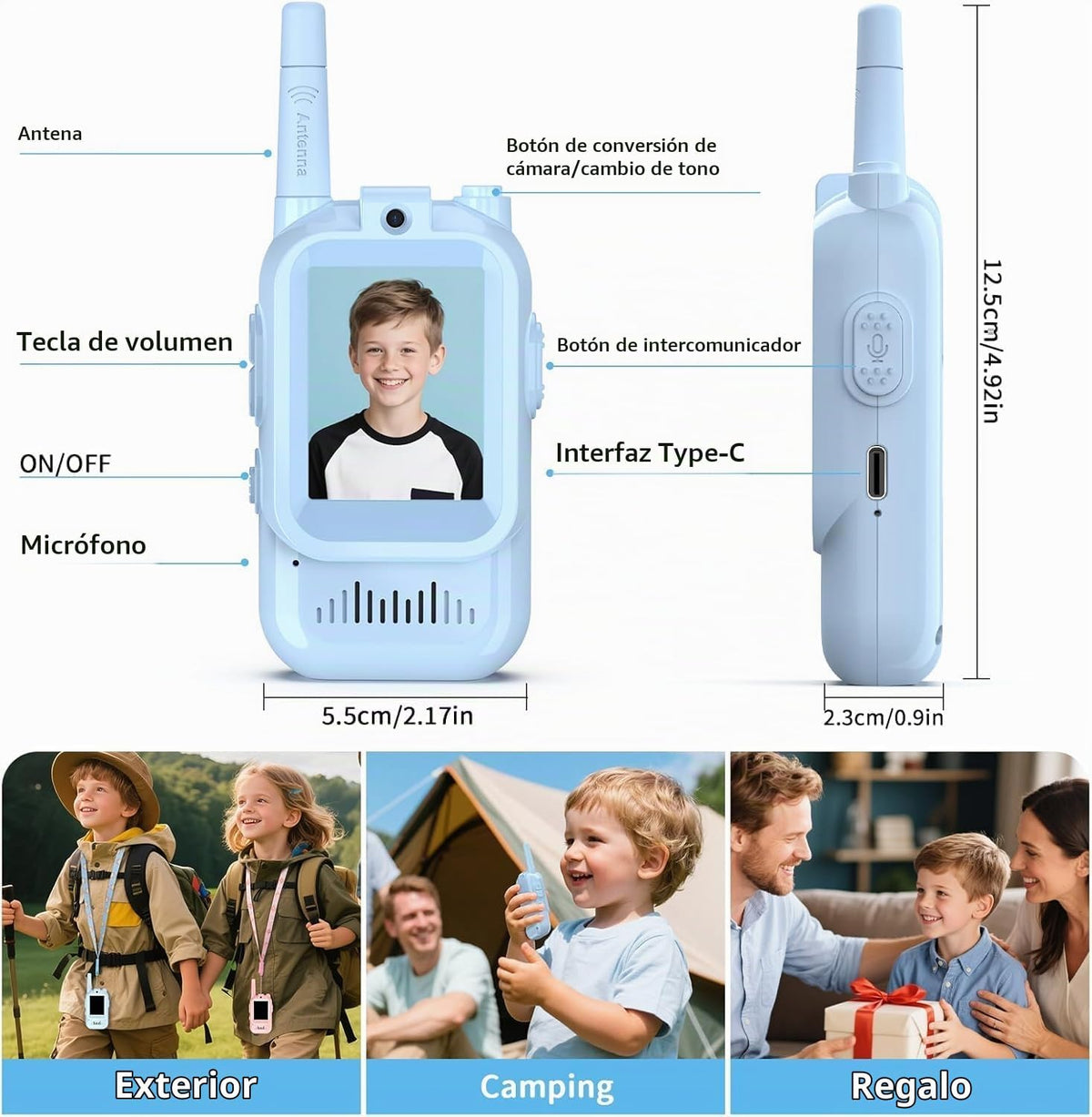 BlueFire Walkie Talkies para niños con video, pantalla de radios de...