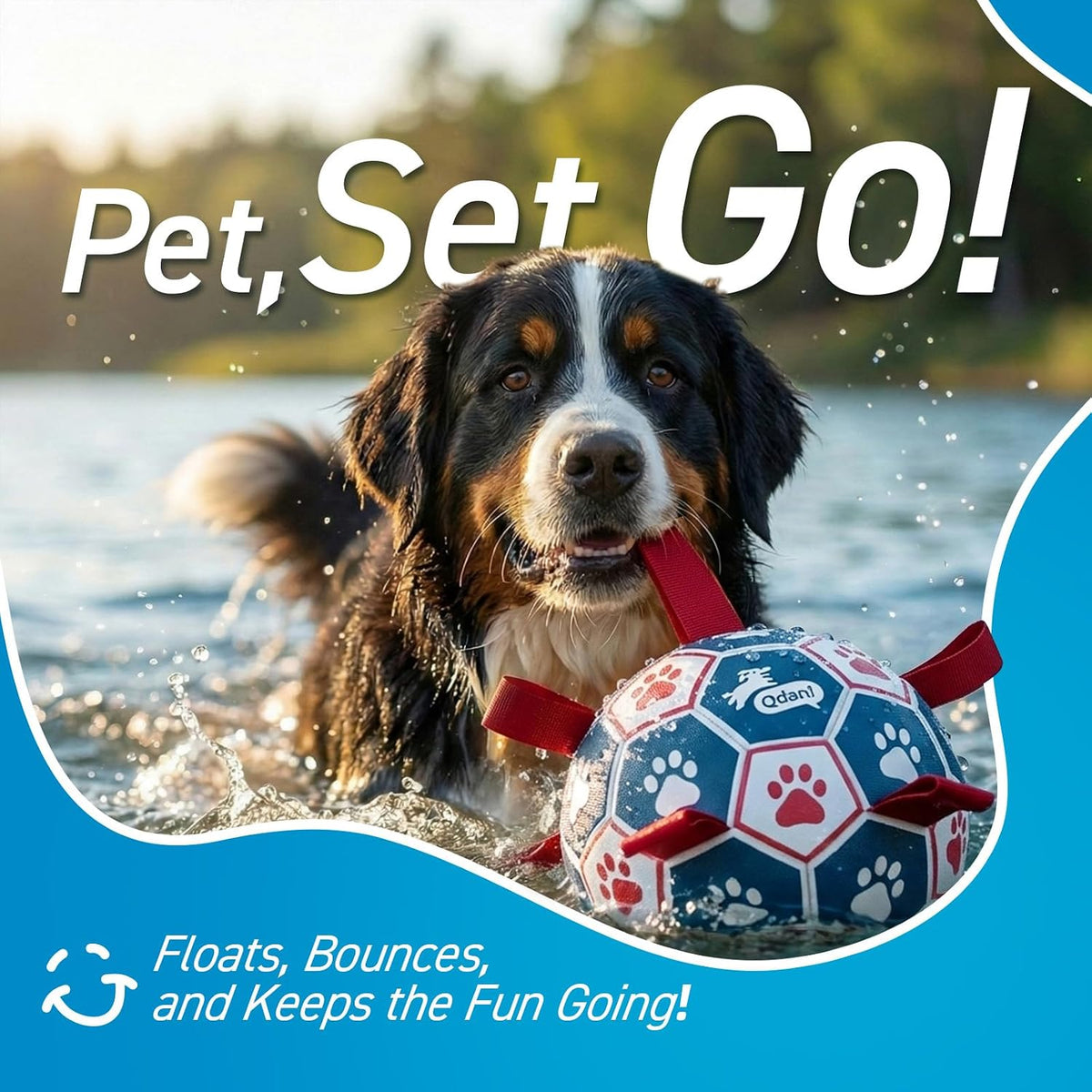 QDAN Juguete grande para perros al aire libre, pelota de fútbol con...