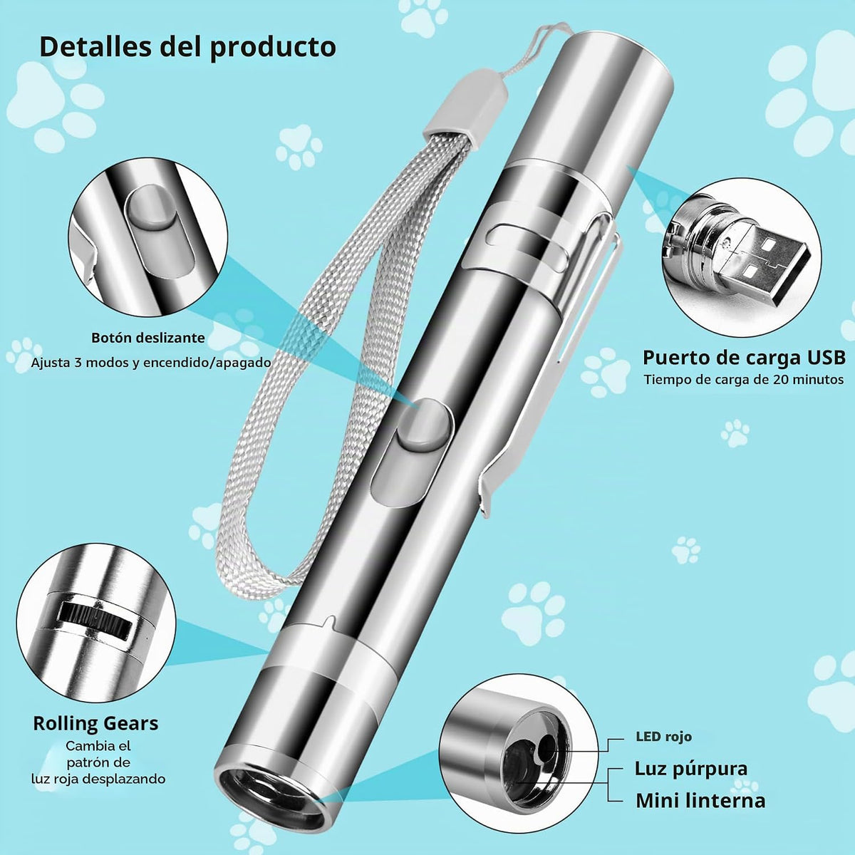 Waputne Puntero de Juguete para Gatos de Interior, 2 Piezas, Juguet...