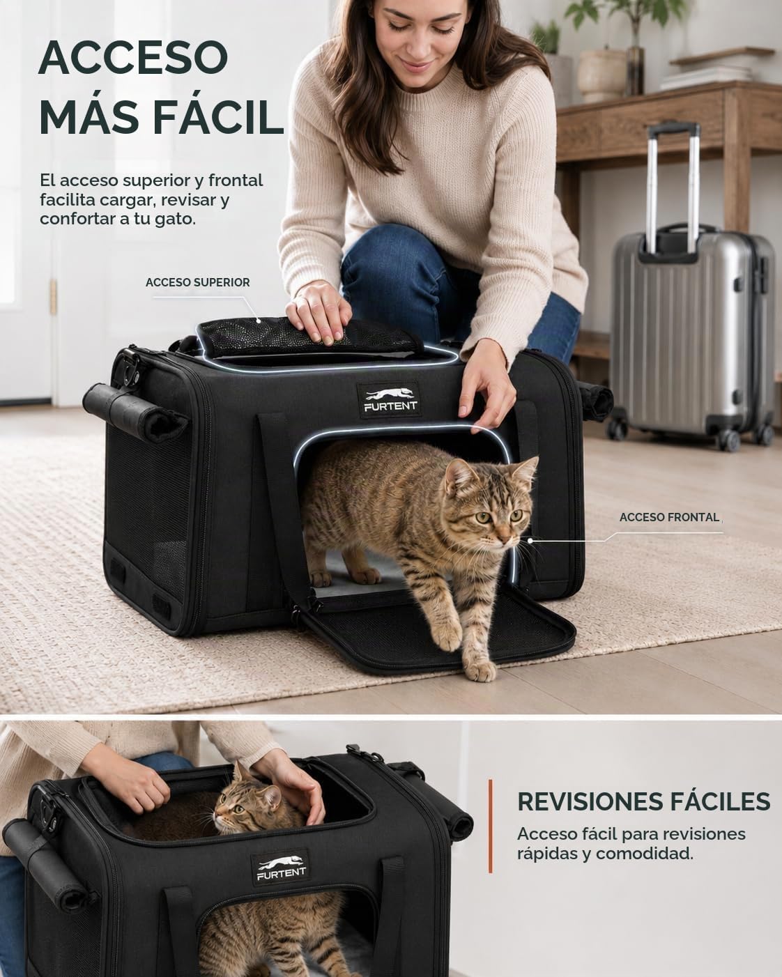 Transportador de mascotas de 17 x 11 x 9.5 pulgadas, aprobado por a...