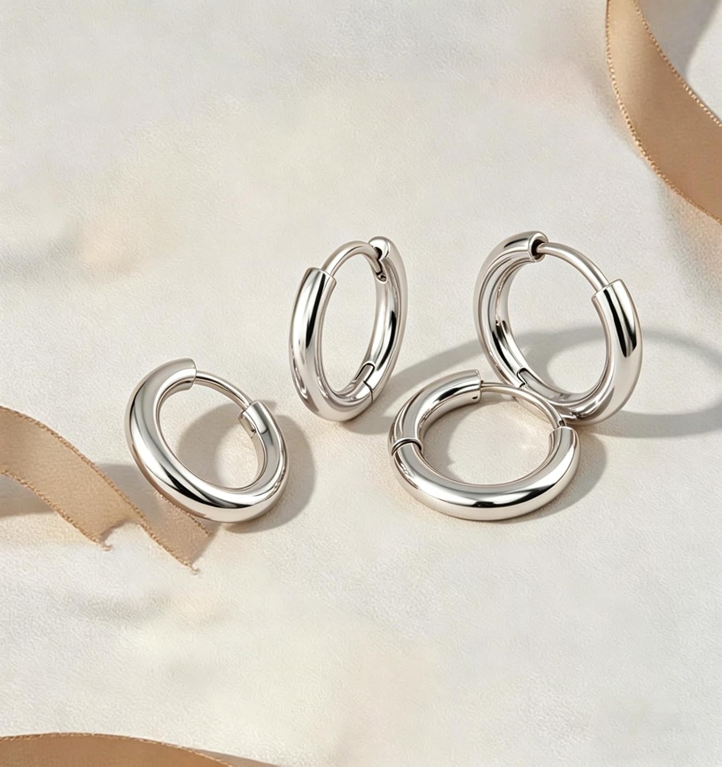 Juego de 3 pares de aretes de aro de oro para mujer, joyería de mod...