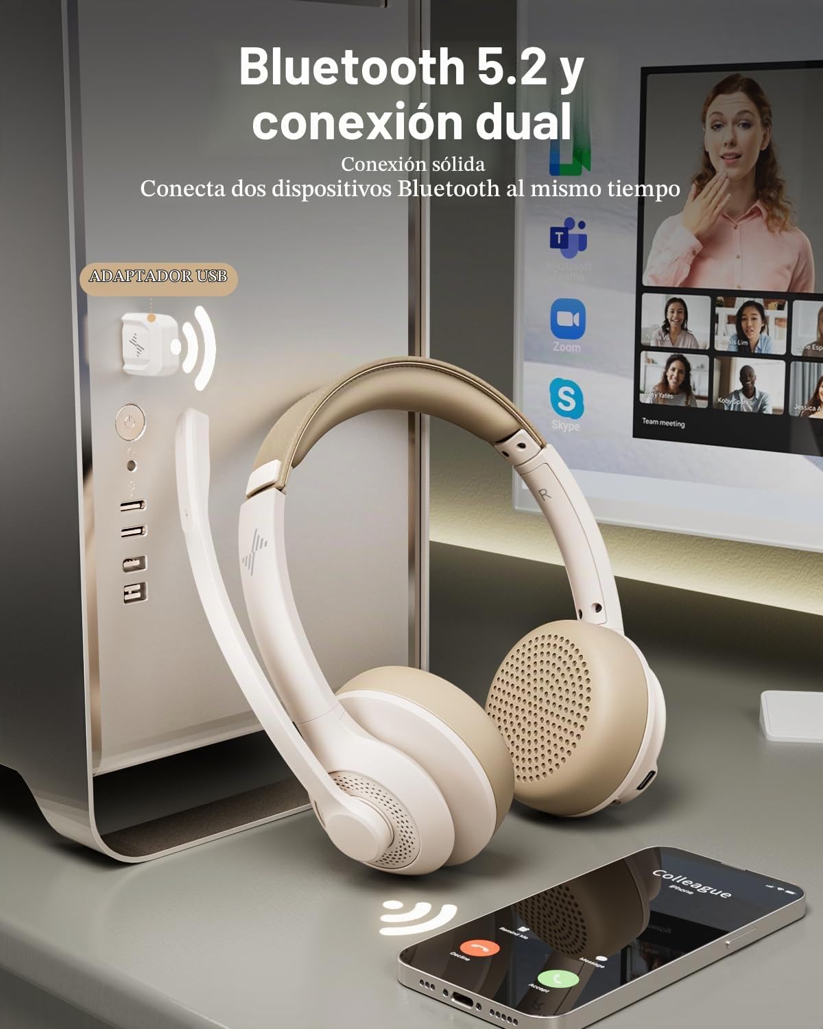 JIAMQISHI Auriculares inalámbricos con micrófono con cancelación de...