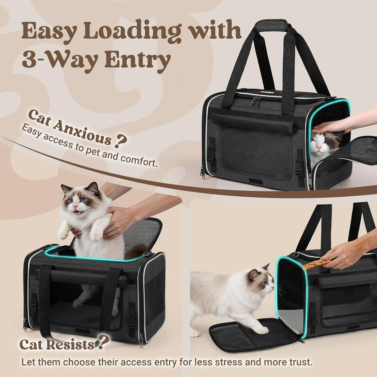 rabbitgoo Transportador de gatos suave, bolsa para mascotas con sol...