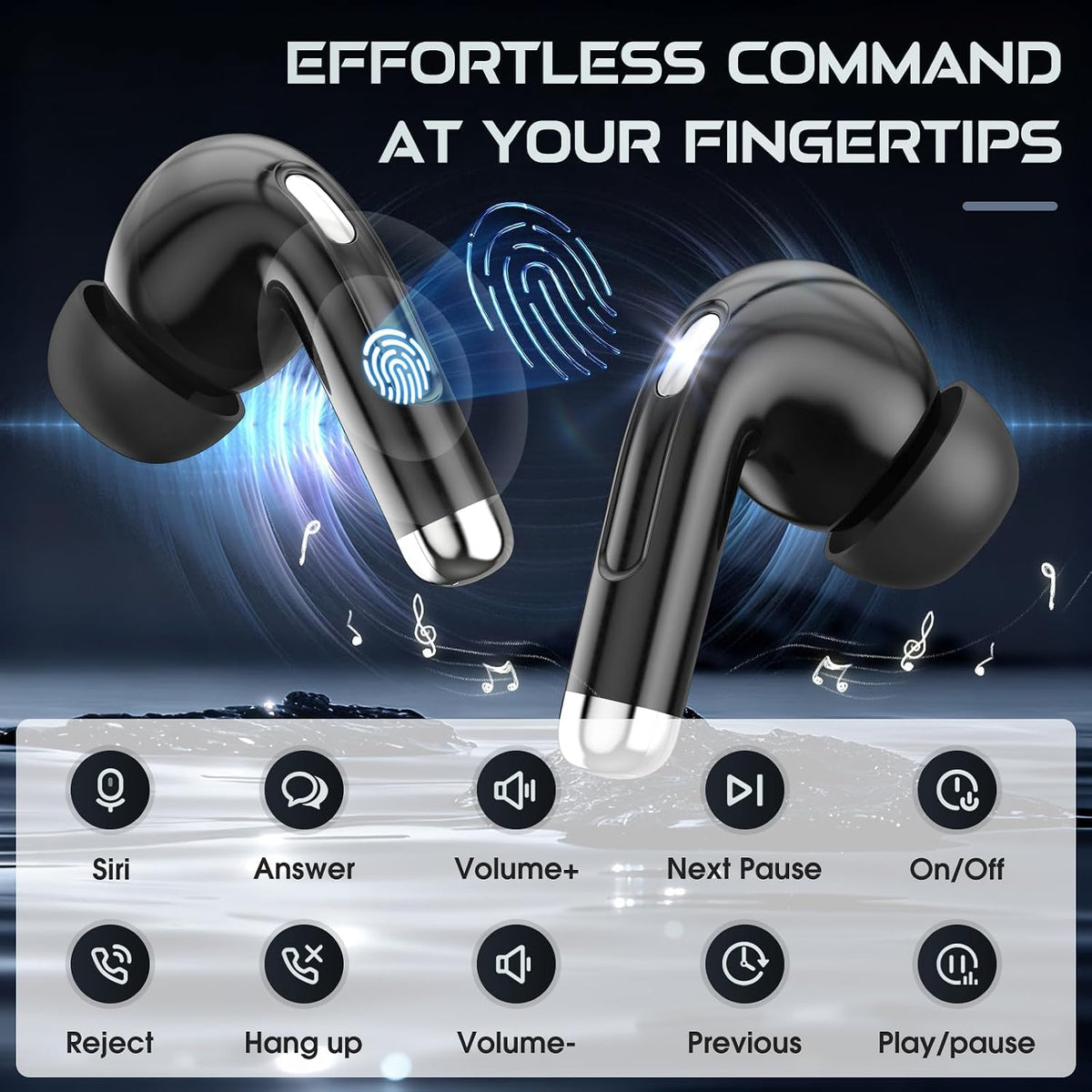 TRAUSI Auriculares inalámbricos con pantalla táctil inteligente y f...