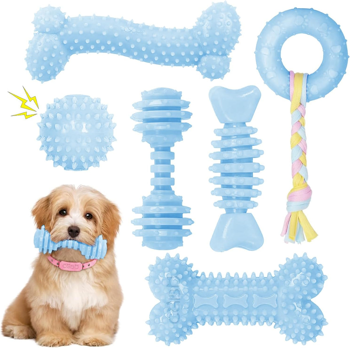 CGBD Juguetes para cachorros, paquete de 6 juguetes masticables par...